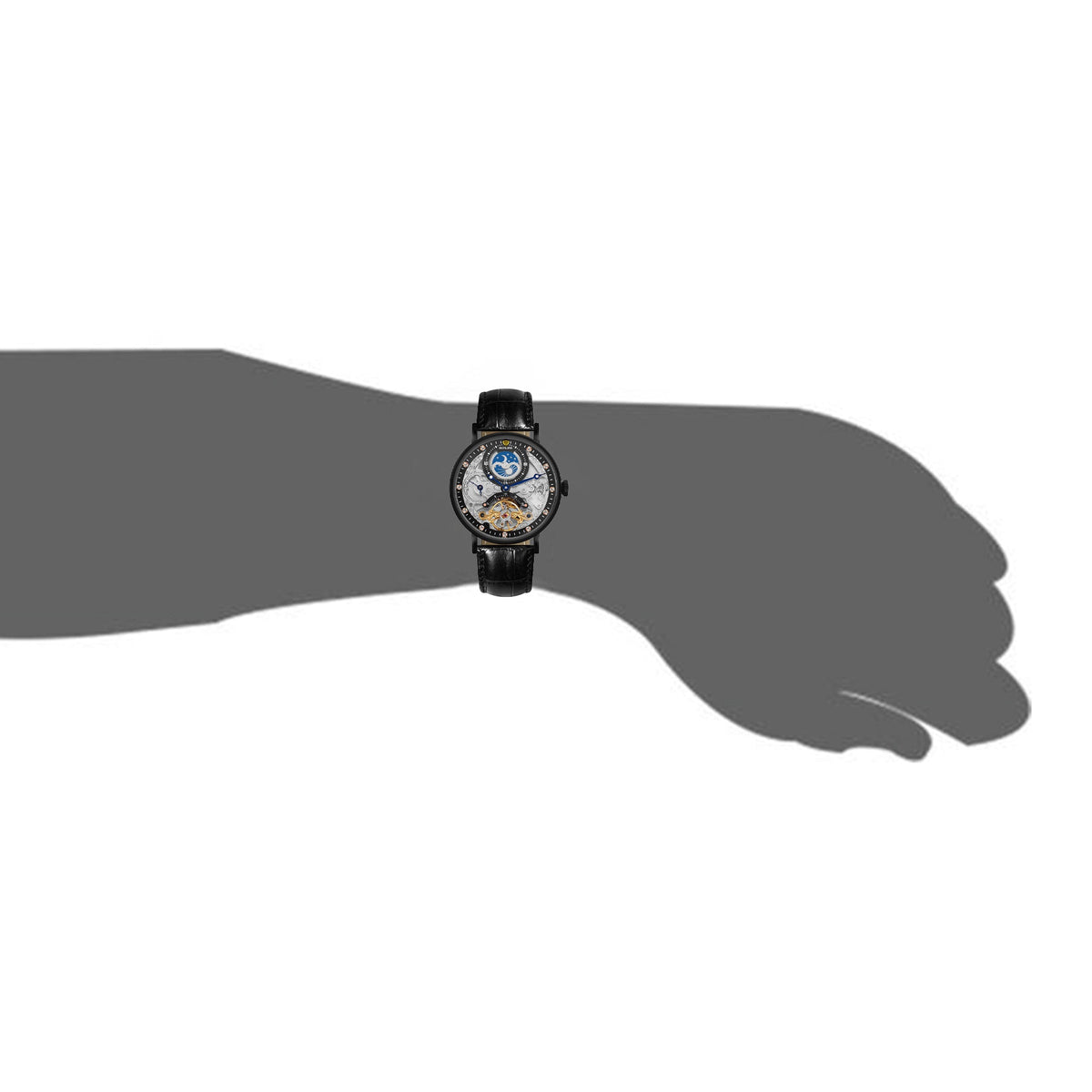 Benling Astroworld Tourbillon Automatic Watch for Men – Dual Time | Moonphase | Skeleton Dial | With Leather Strap & Stainless Steel Chain Benling