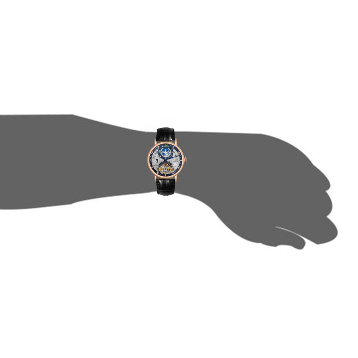 Benling Astroworld Tourbillon Automatic Watch for Men – Dual Time | Moonphase | Skeleton Dial | With Leather Strap & Stainless Steel Chain Benling