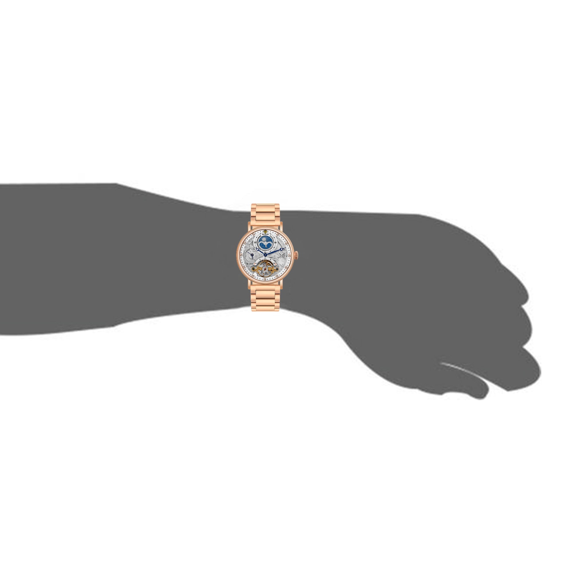 Benling Astroworld Tourbillon Automatic Watch for Men – Dual Time | Moonphase | Skeleton Dial | Stainless Steel Chain