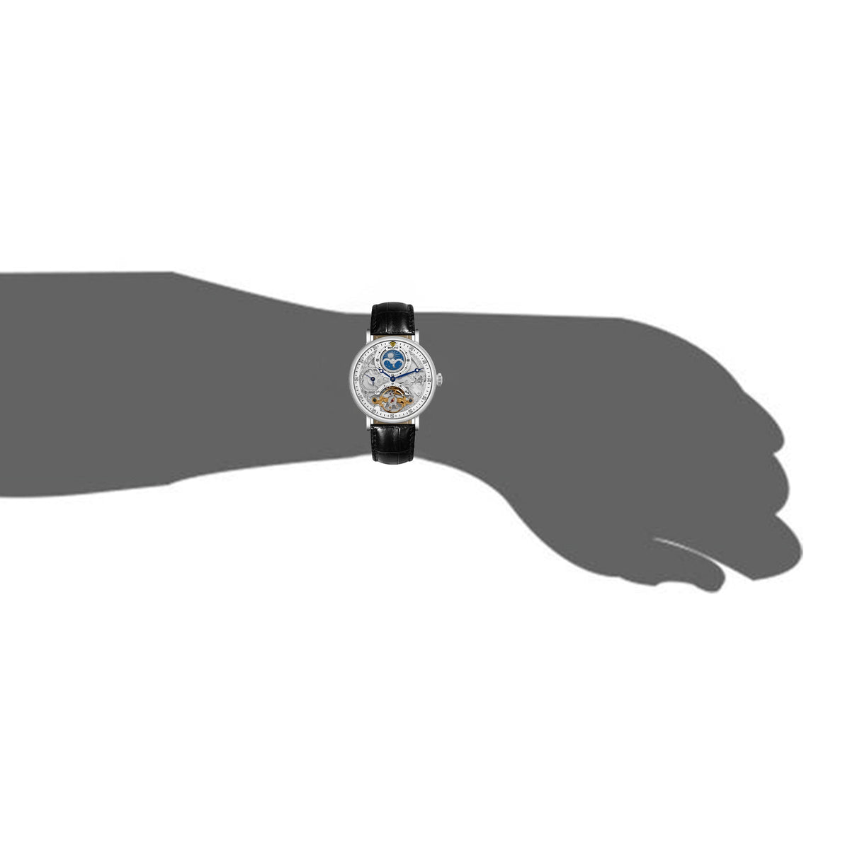 Benling Astroworld Tourbillon Automatic Watch for Men – Dual Time | Moonphase | Skeleton Dial | With Leather Strap & Stainless Steel Chain Benling
