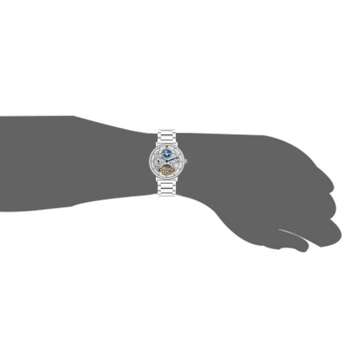 Benling Astroworld Tourbillon Automatic Watch for Men – Dual Time | Moonphase | Skeleton Dial | Stainless Steel Chain Benling
