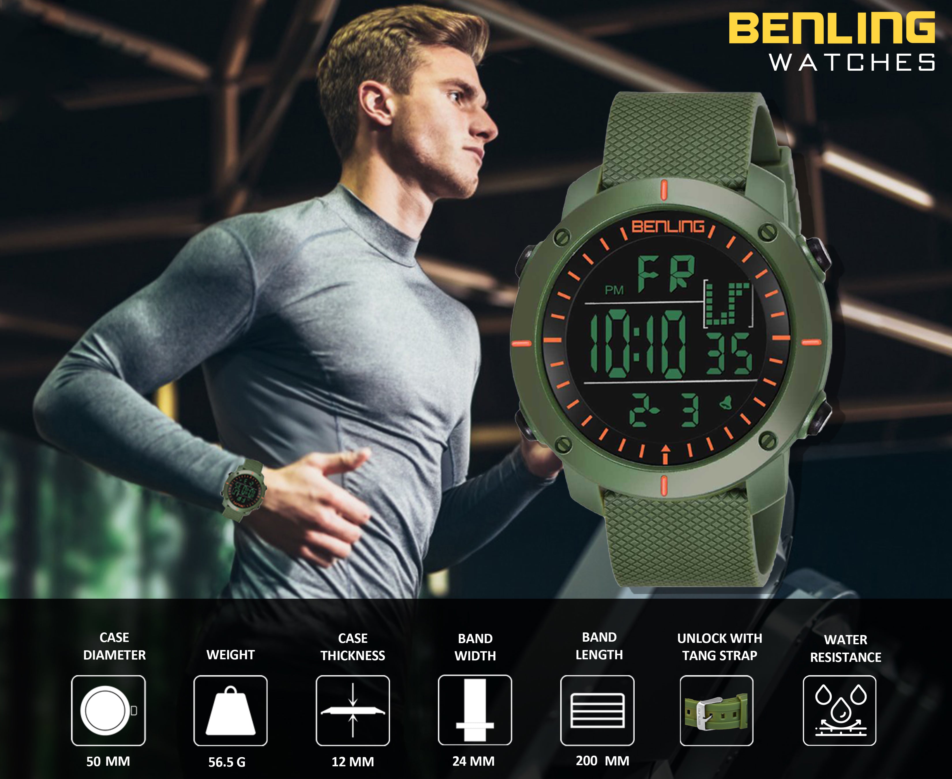 Benling Defender Digital Watch for Men - Multifunctional Watch
