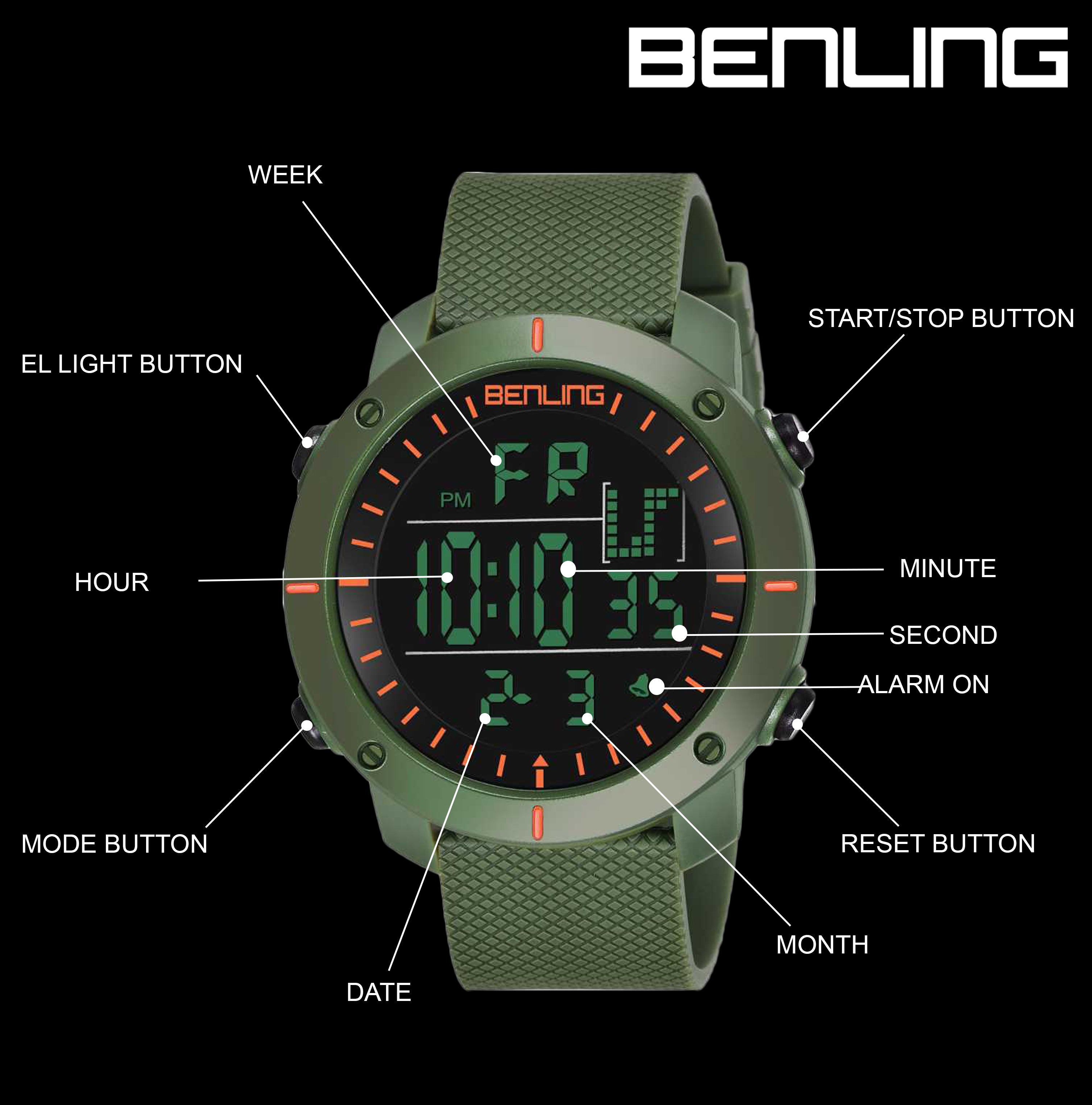 Benling Defender Digital Watch for Men - Multifunctional Watch