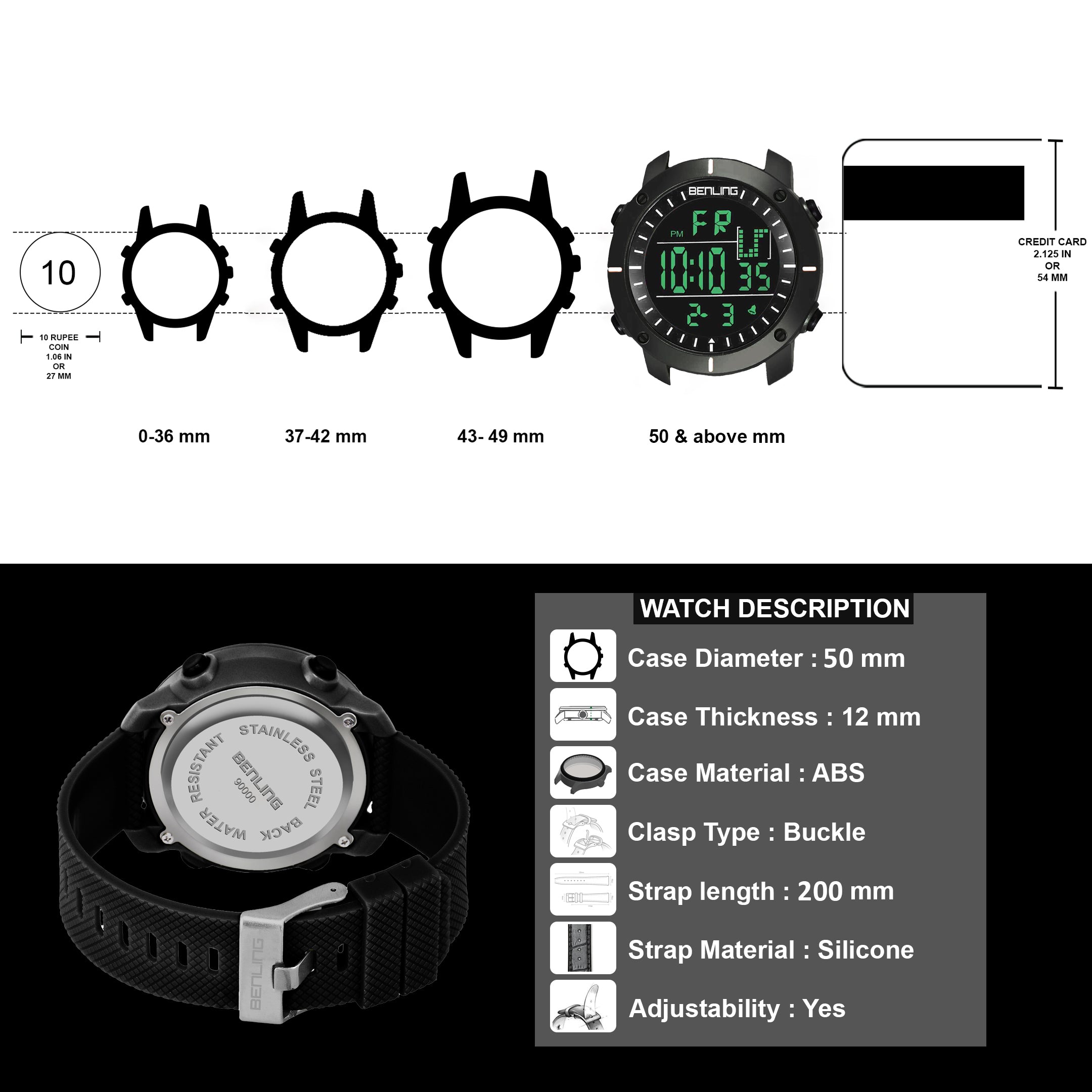 Benling Defender Digital Watch for Men - Multifunctional Watch