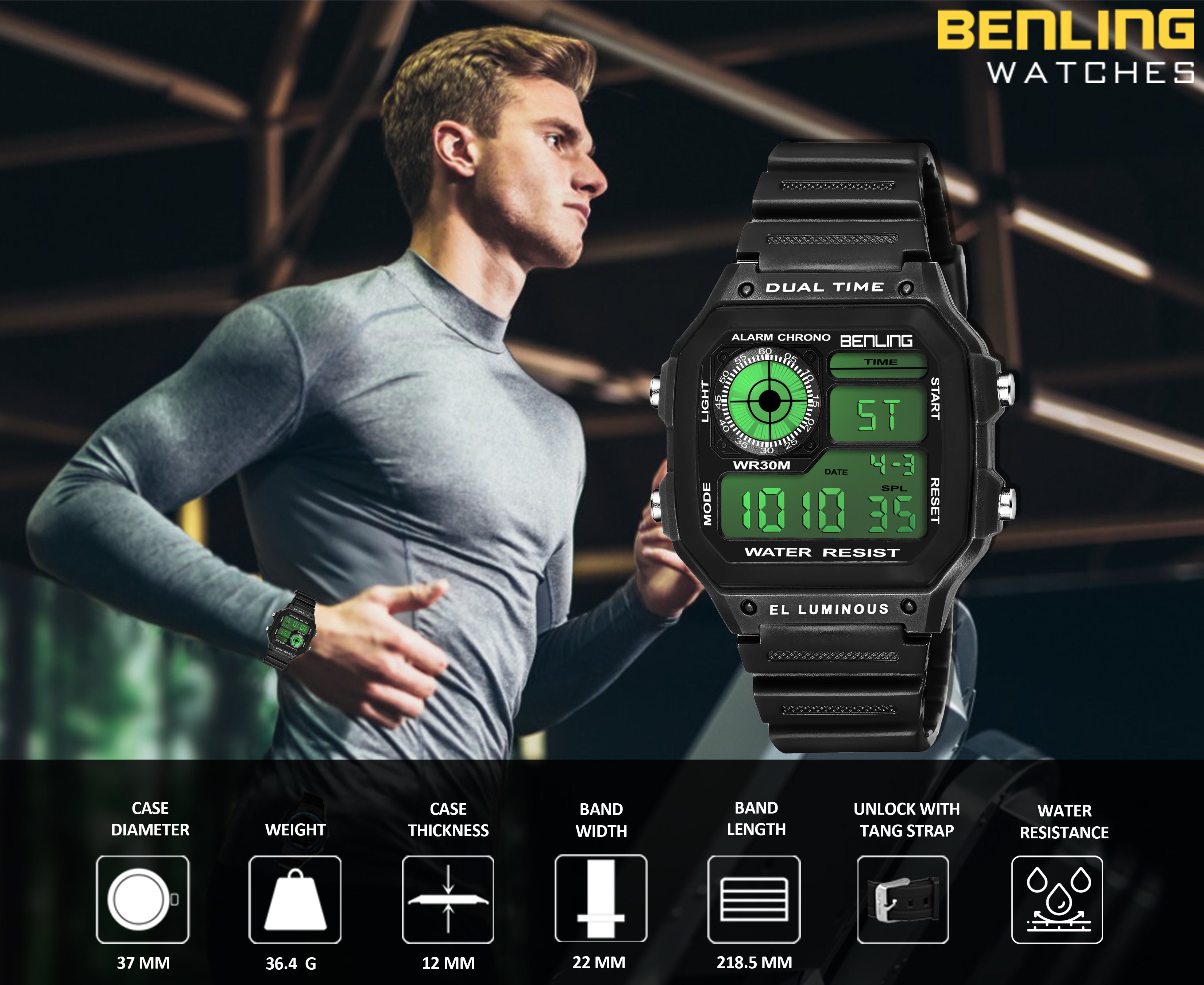 Benling Classic Era BL-1002 Digital Watch for Men - Multifunctional Watch