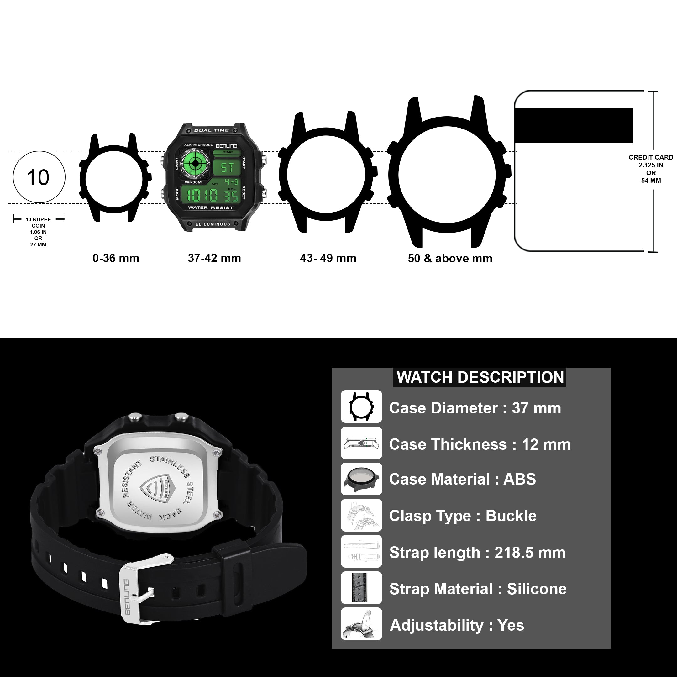 Benling Classic Era BL-1002 Digital Watch for Men - Multifunctional Watch