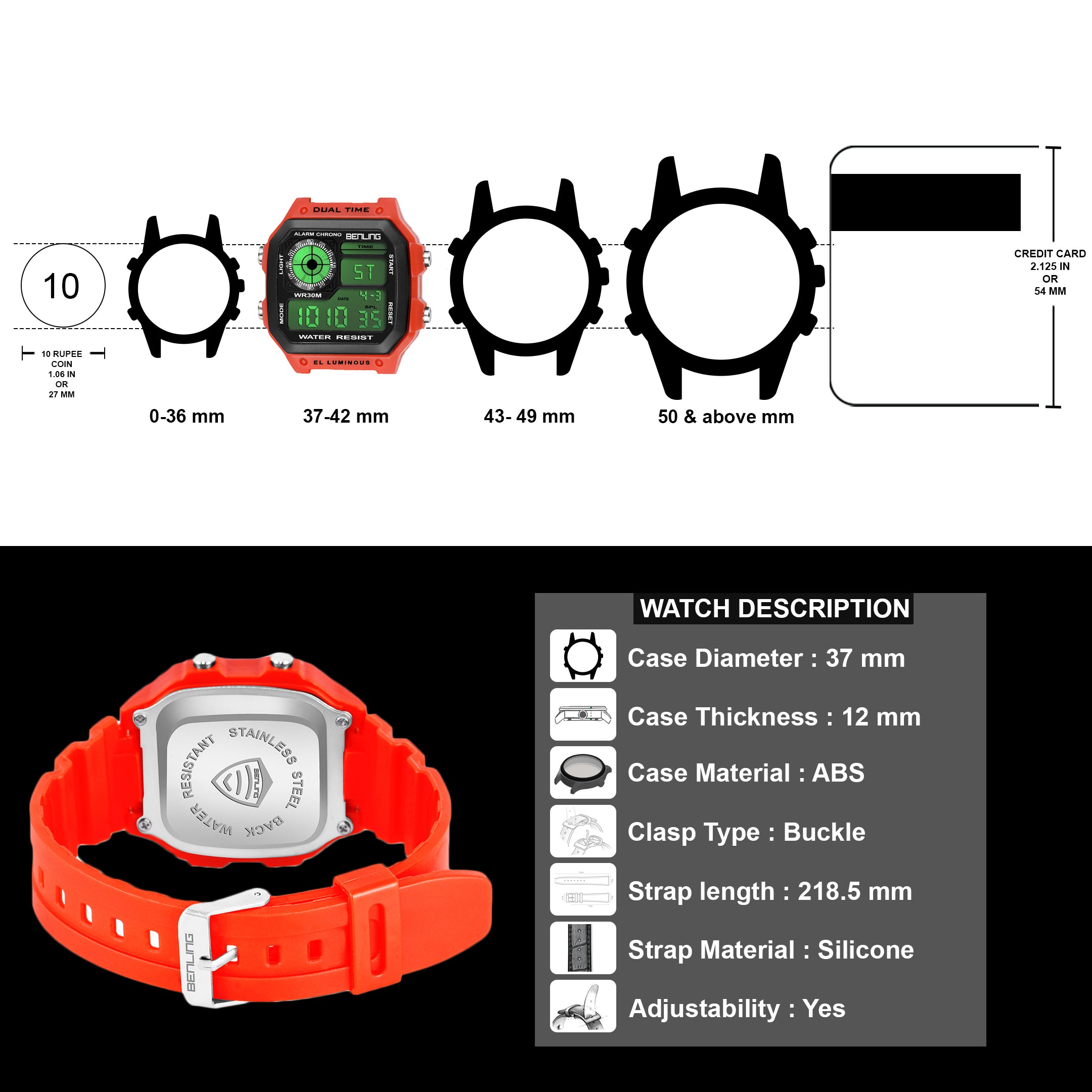 Benling Classic Era BL-1002 Digital Watch for Men - Multifunctional Watch