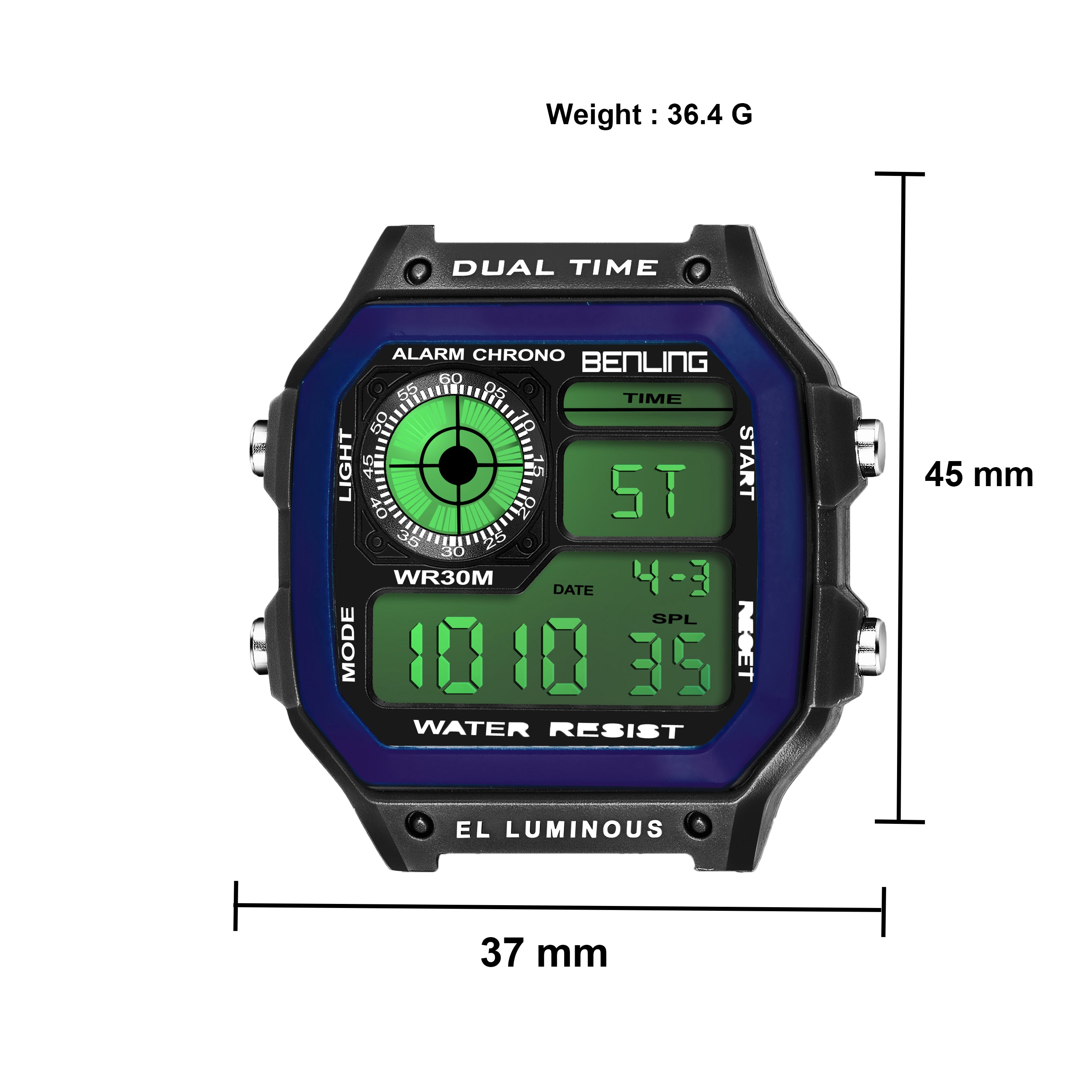 Benling Classic Era BL-1002 Digital Watch for Men - Multifunctional Watch