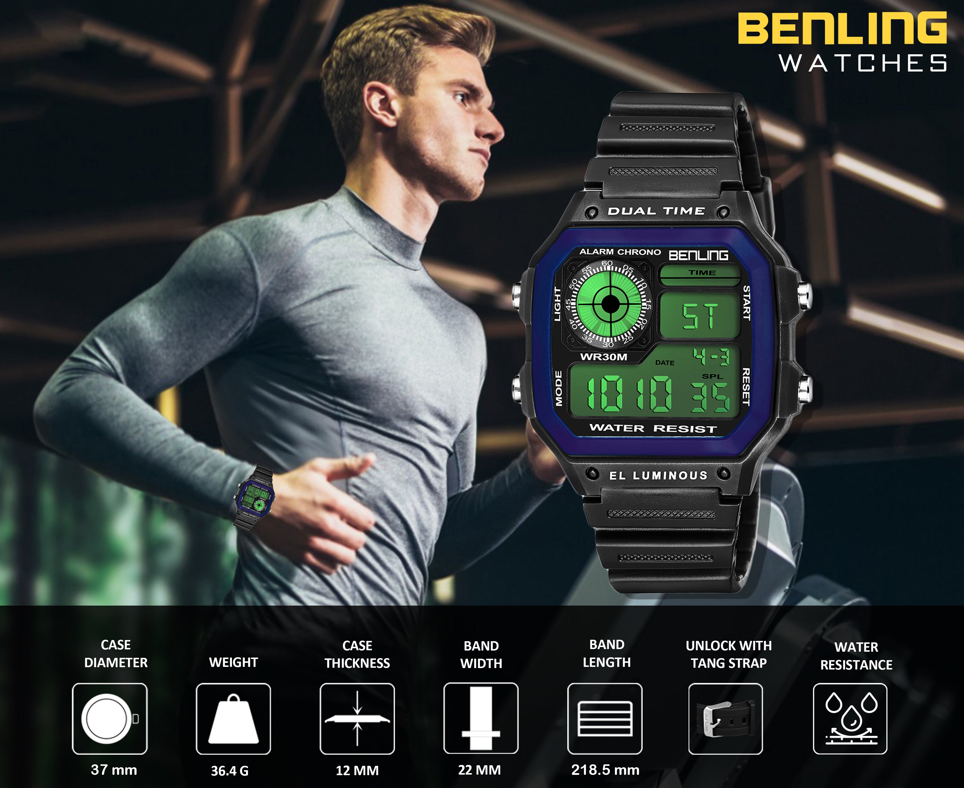 Benling Classic Era BL-1002 Digital Watch for Men - Multifunctional Watch