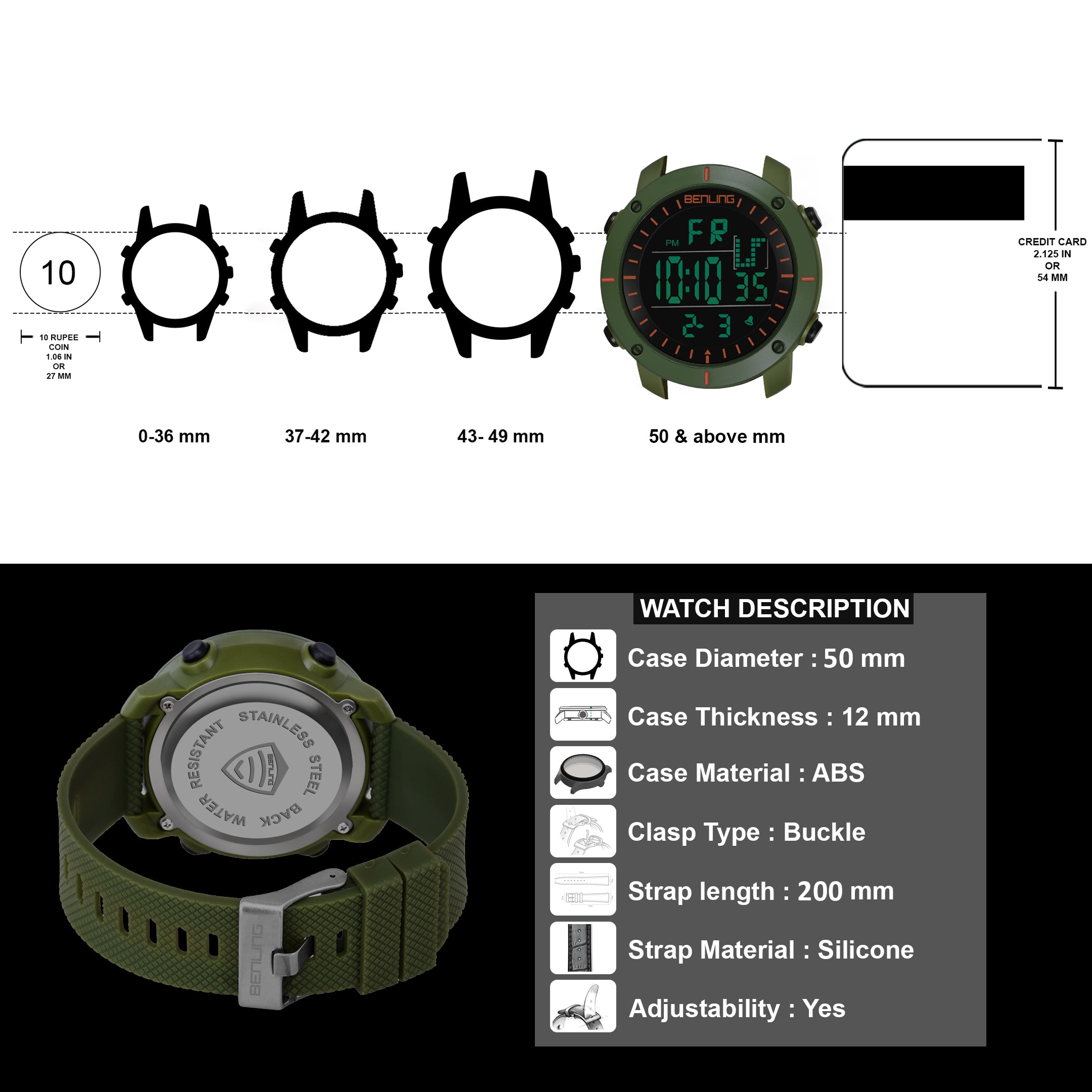 Benling Defender Digital Watch for Men - Multifunctional Watch