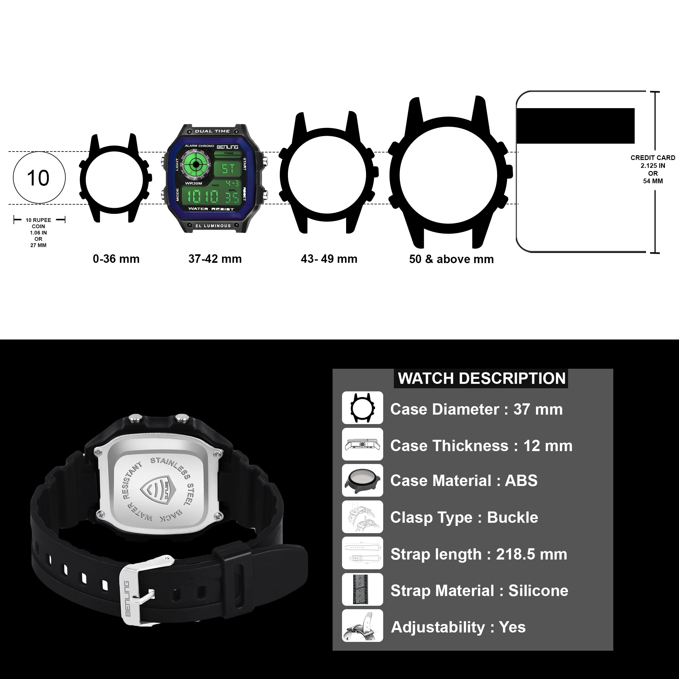 Benling Classic Era BL-1002 Digital Watch for Men - Multifunctional Watch