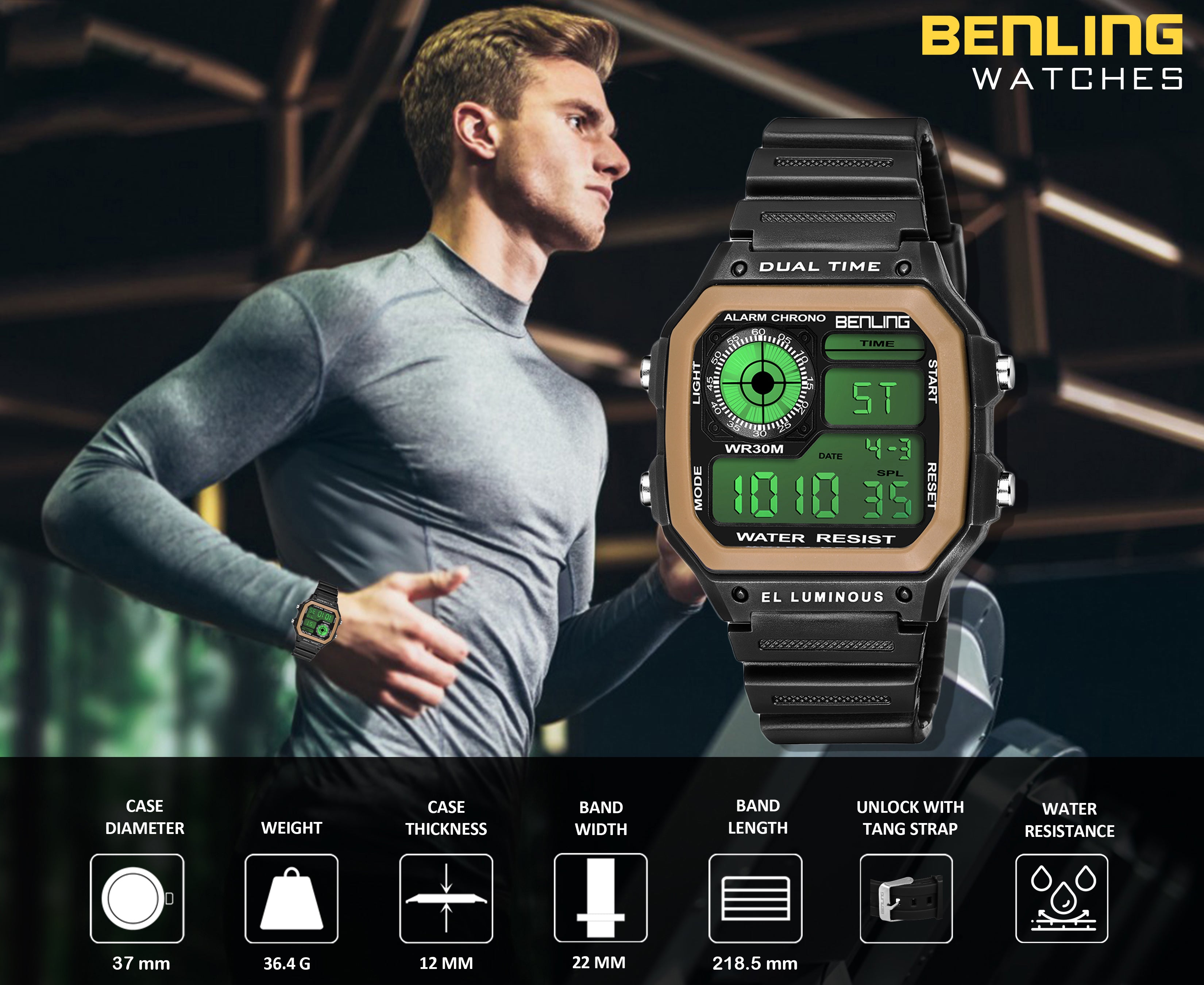 Benling Classic Era BL-1002 Digital Watch for Men - Multifunctional Watch