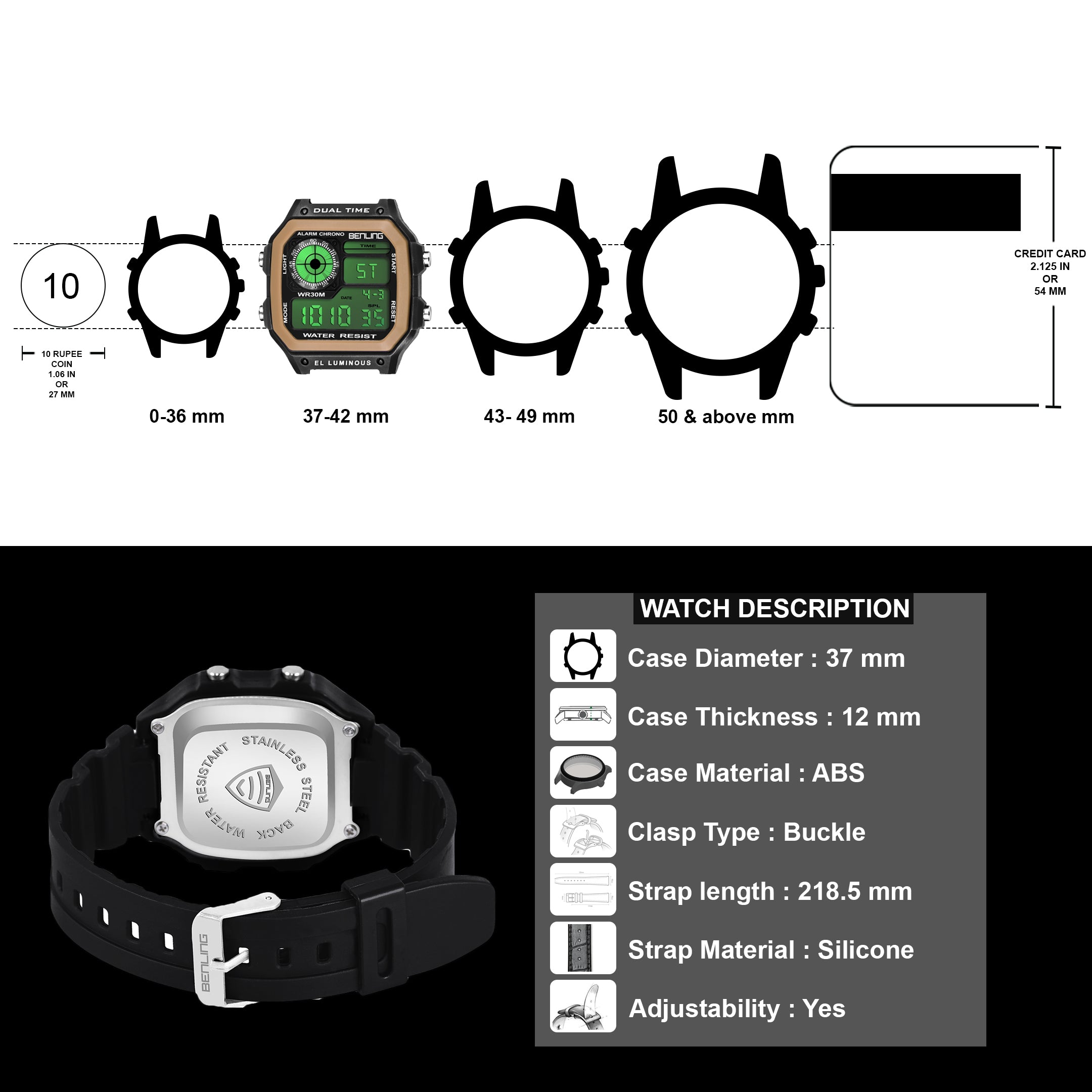 Benling Classic Era BL-1002 Digital Watch for Men - Multifunctional Watch