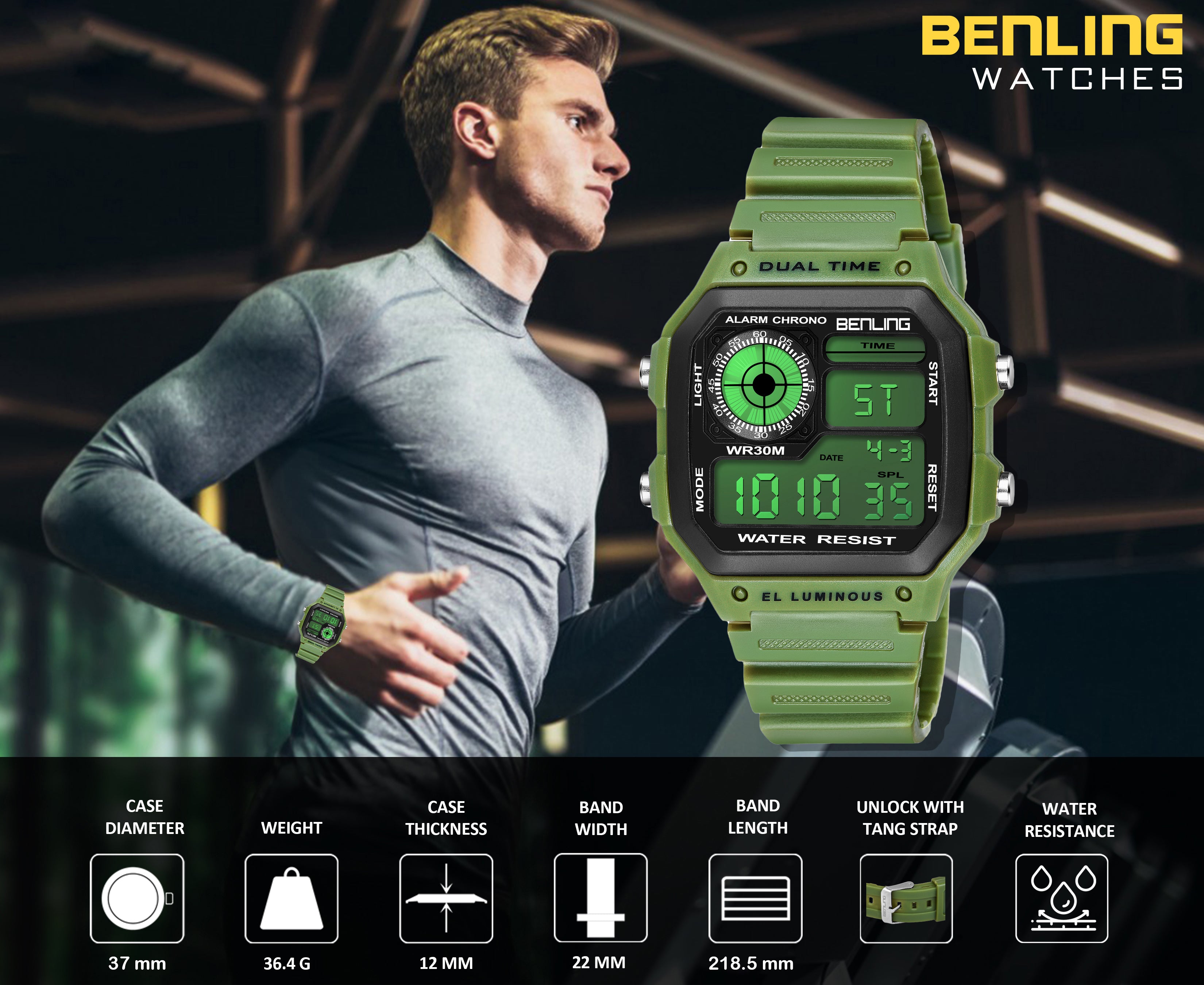 Benling Classic Era BL-1002 Digital Watch for Men - Multifunctional Watch