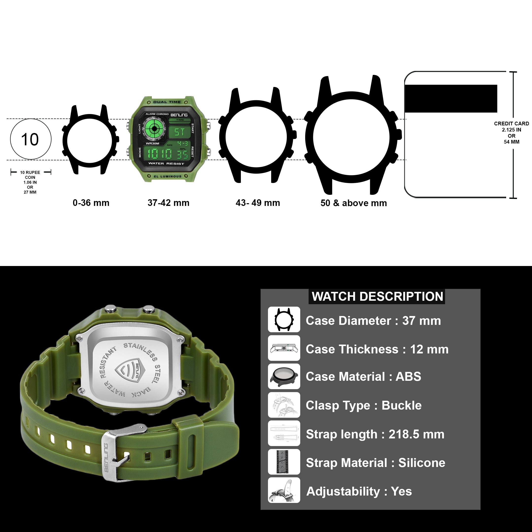 Benling Classic Era BL-1002 Digital Watch for Men - Multifunctional Watch