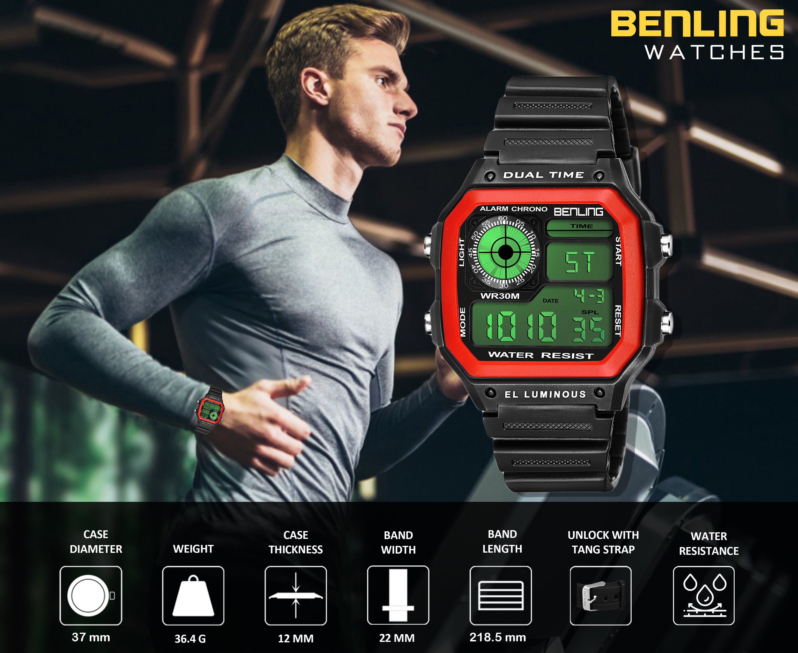 Benling Classic Era BL-1002 Digital Watch for Men - Multifunctional Watch