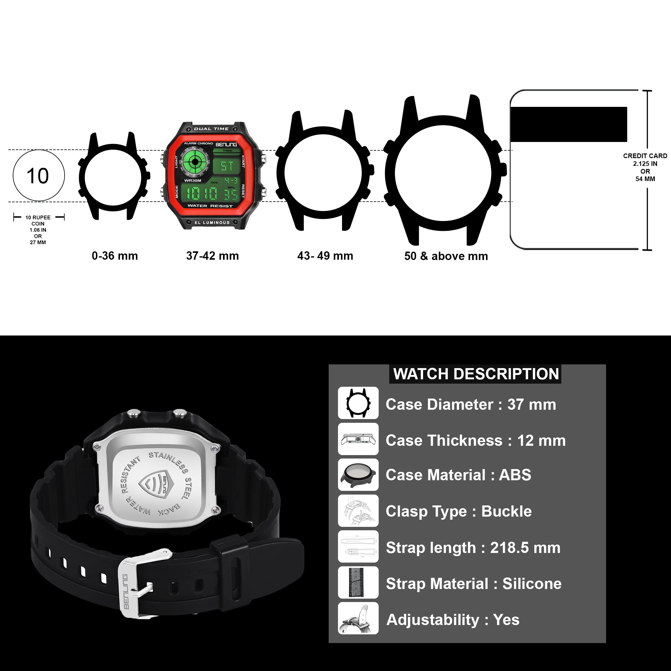 Benling Classic Era BL-1002 Digital Watch for Men - Multifunctional Watch