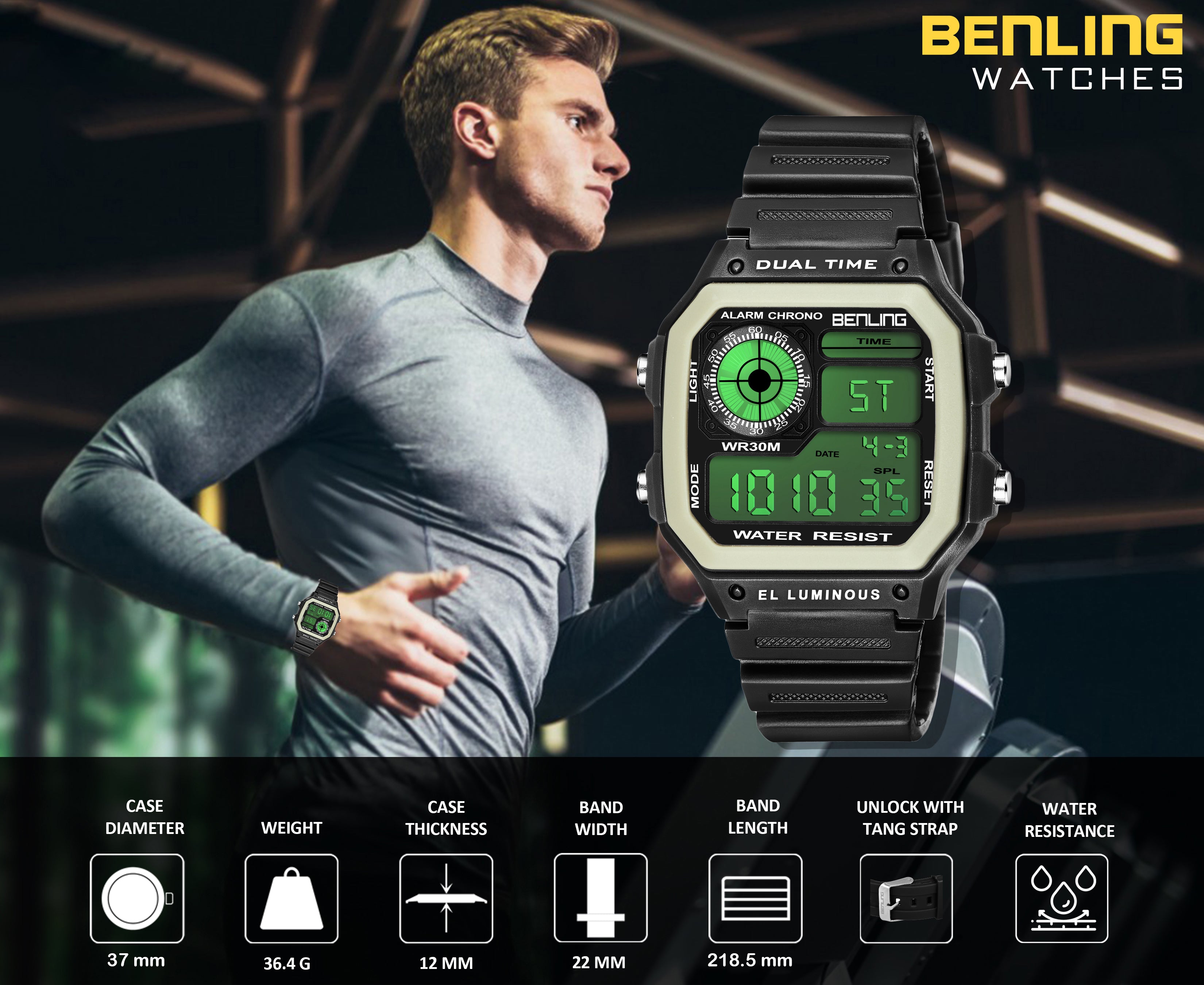 Benling Classic Era BL-1002 Digital Watch for Men - Multifunctional Watch