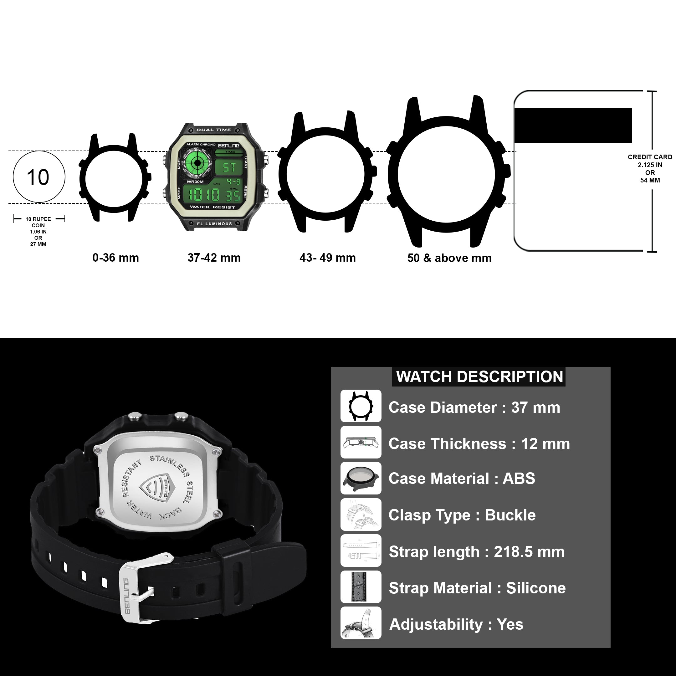 Benling Classic Era BL-1002 Digital Watch for Men - Multifunctional Watch