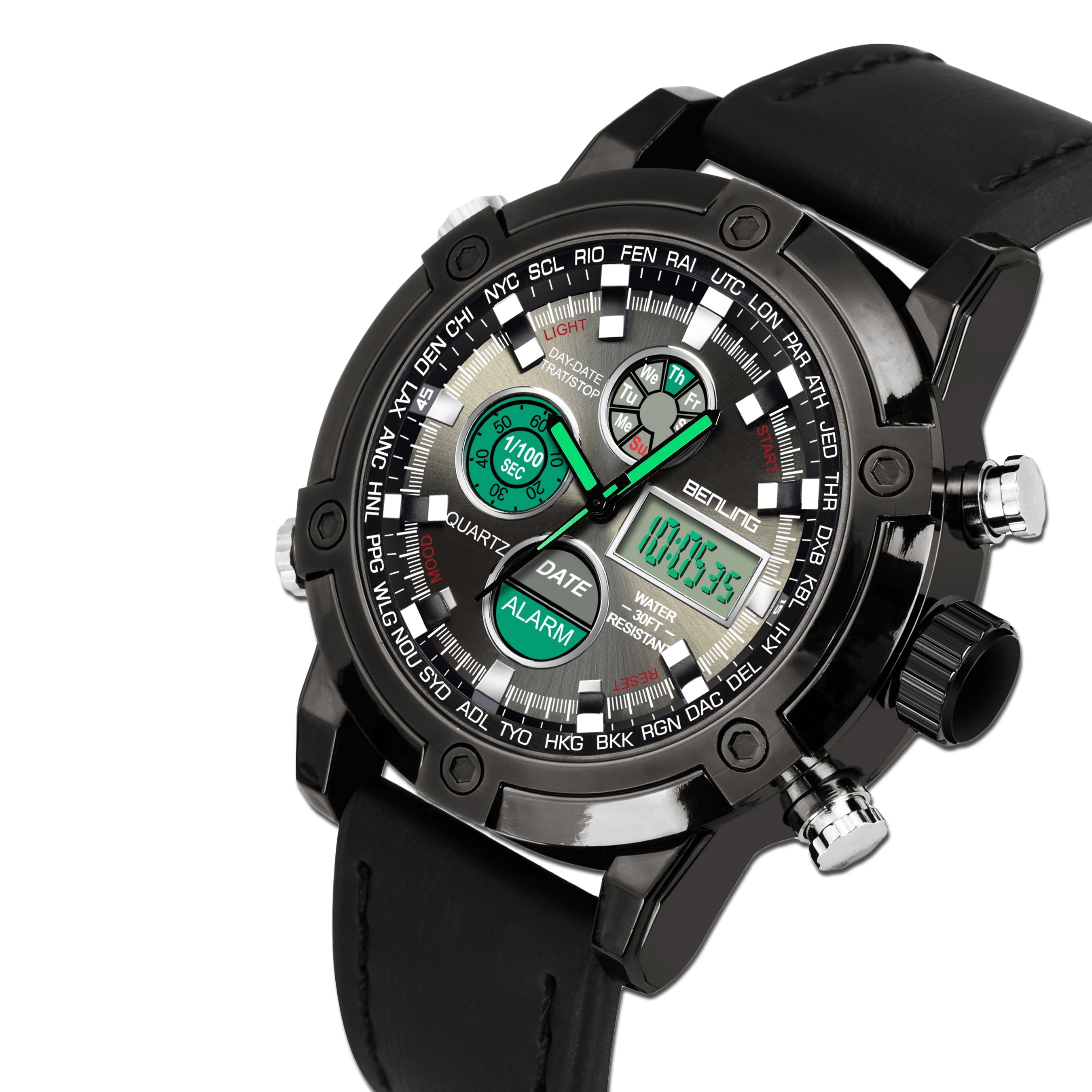 Benling Iconic Ana-Digital Watch for Men – Now with Stainless Steel Chain and Leatherette Strap | EL Backlight | Dual Time