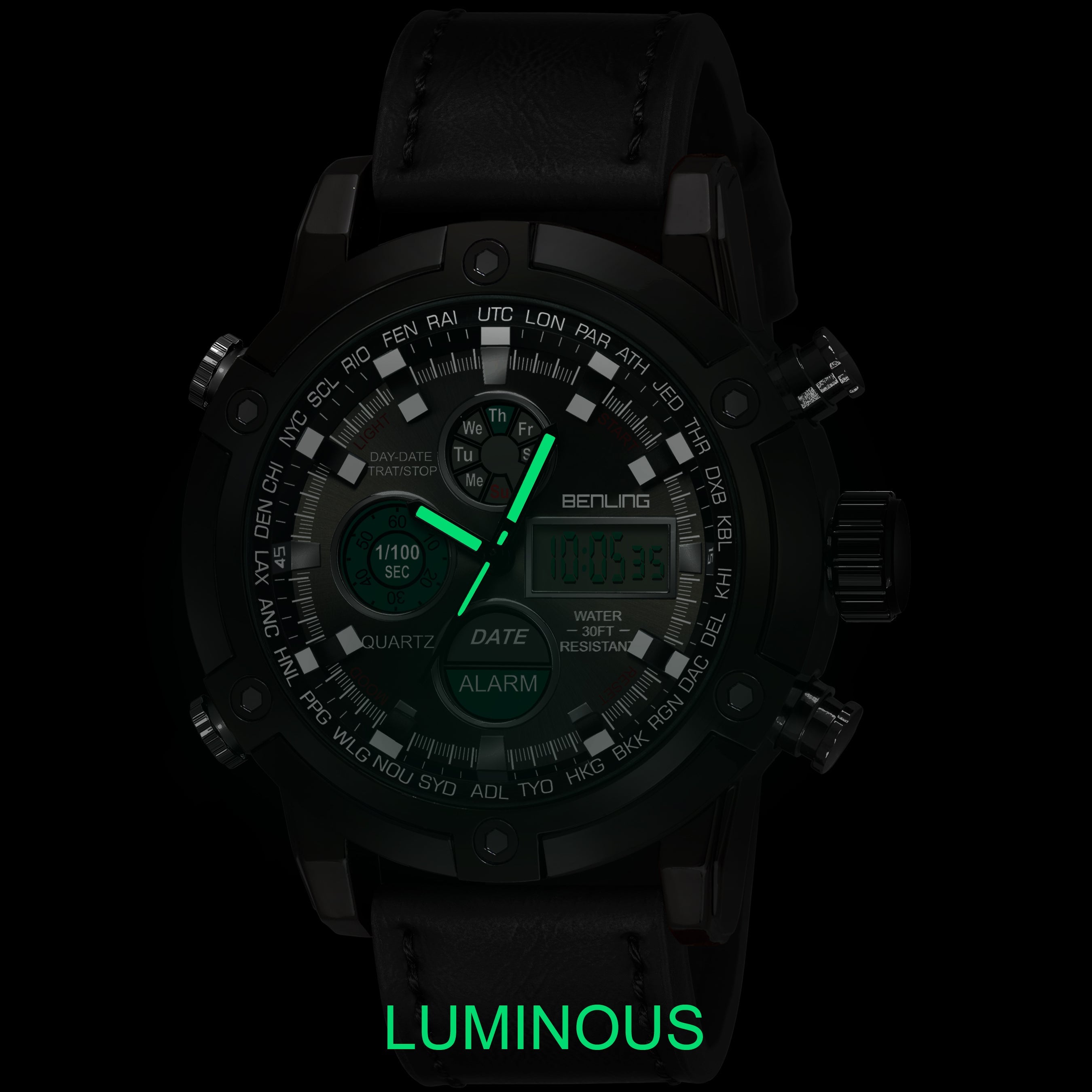 Benling Iconic Ana-Digital Watch for Men – Now with Stainless Steel Chain and Leatherette Strap | EL Backlight | Dual Time