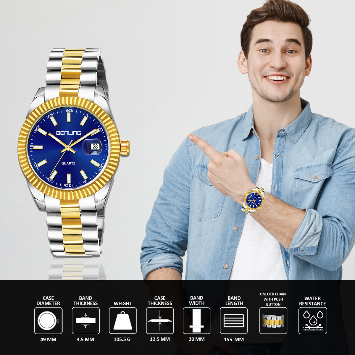 Benling Analogue Wrist Watch for Men Benling