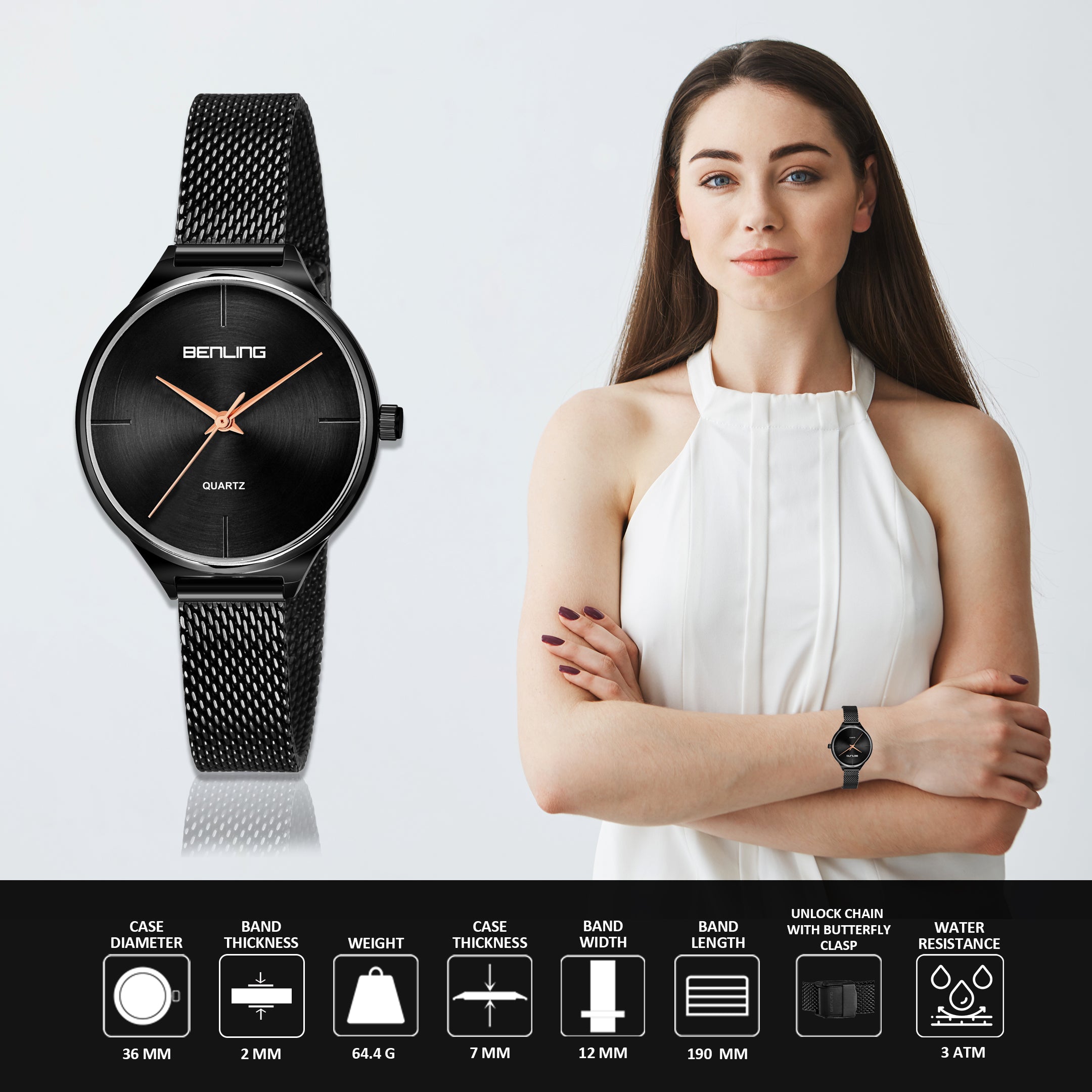 Benling BL-1017 Milanese Series Watch for Women