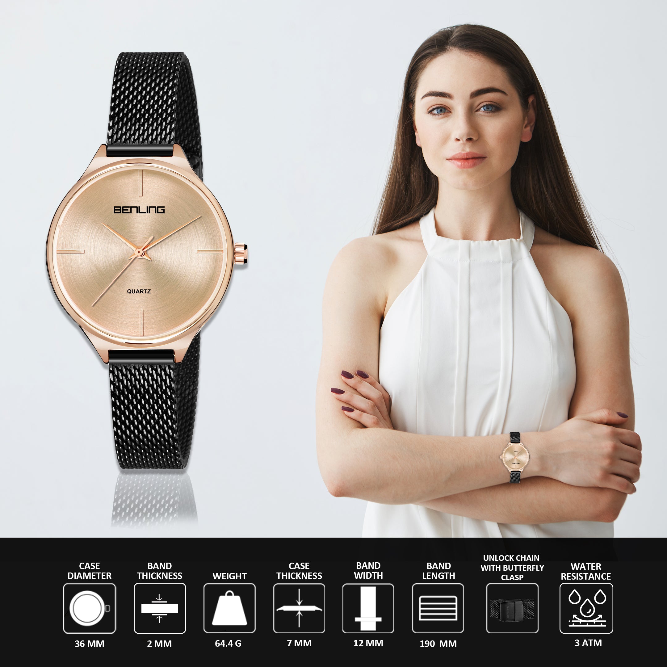 Benling BL-1017 Milanese Series Watch for Women