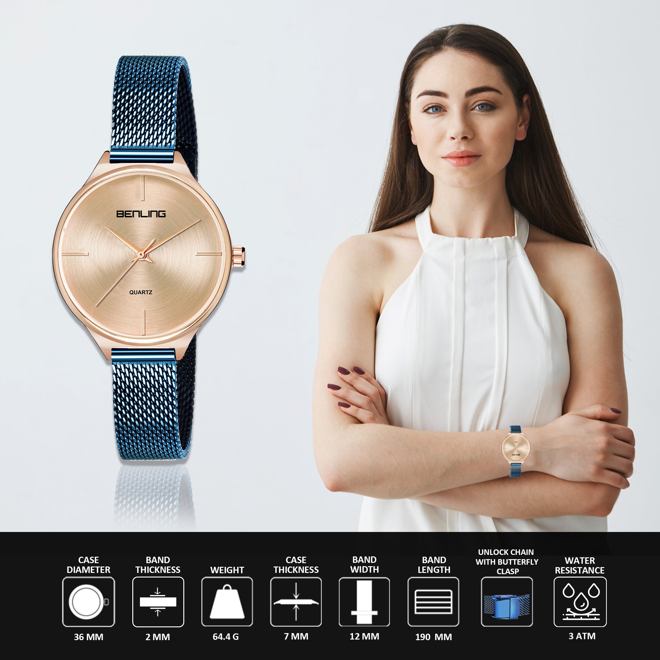 Benling BL-1017 Milanese Series Watch for Women