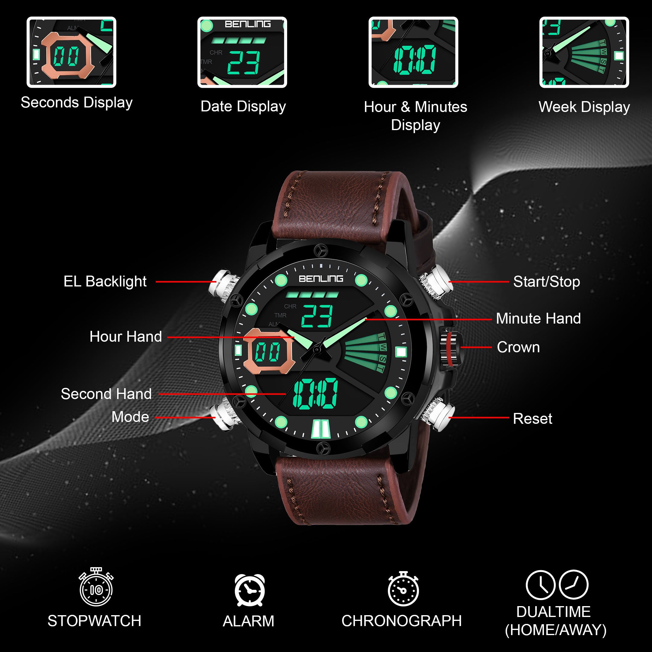 Benling Speedster Ana Digital Watch