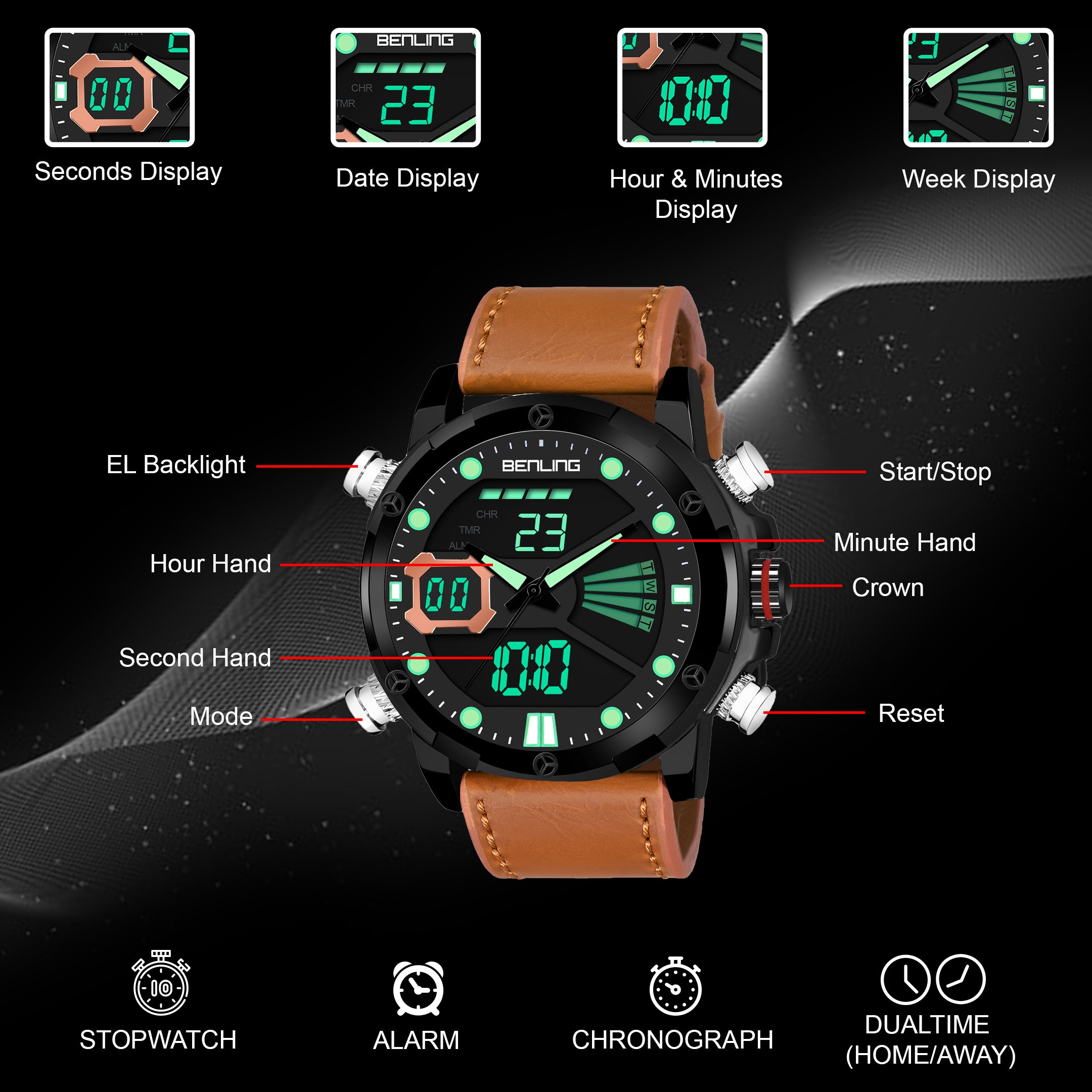 Benling Speedster Ana Digital Watch