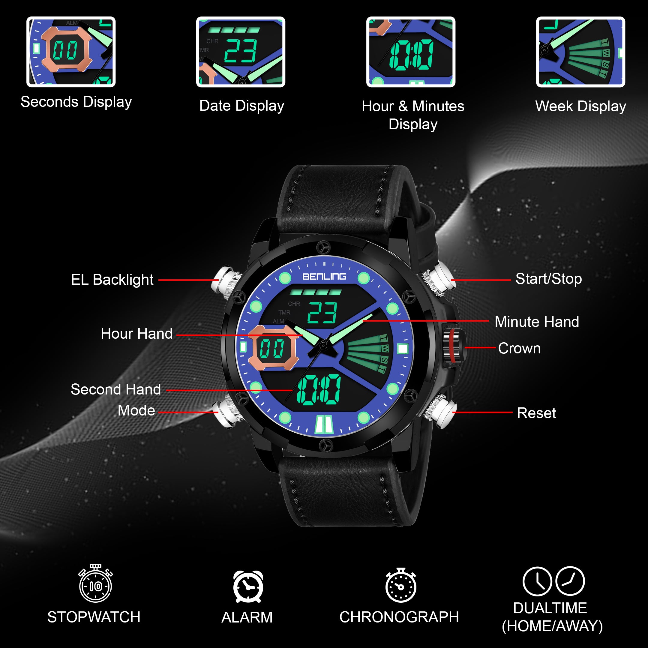 Benling Speedster Ana Digital Watch