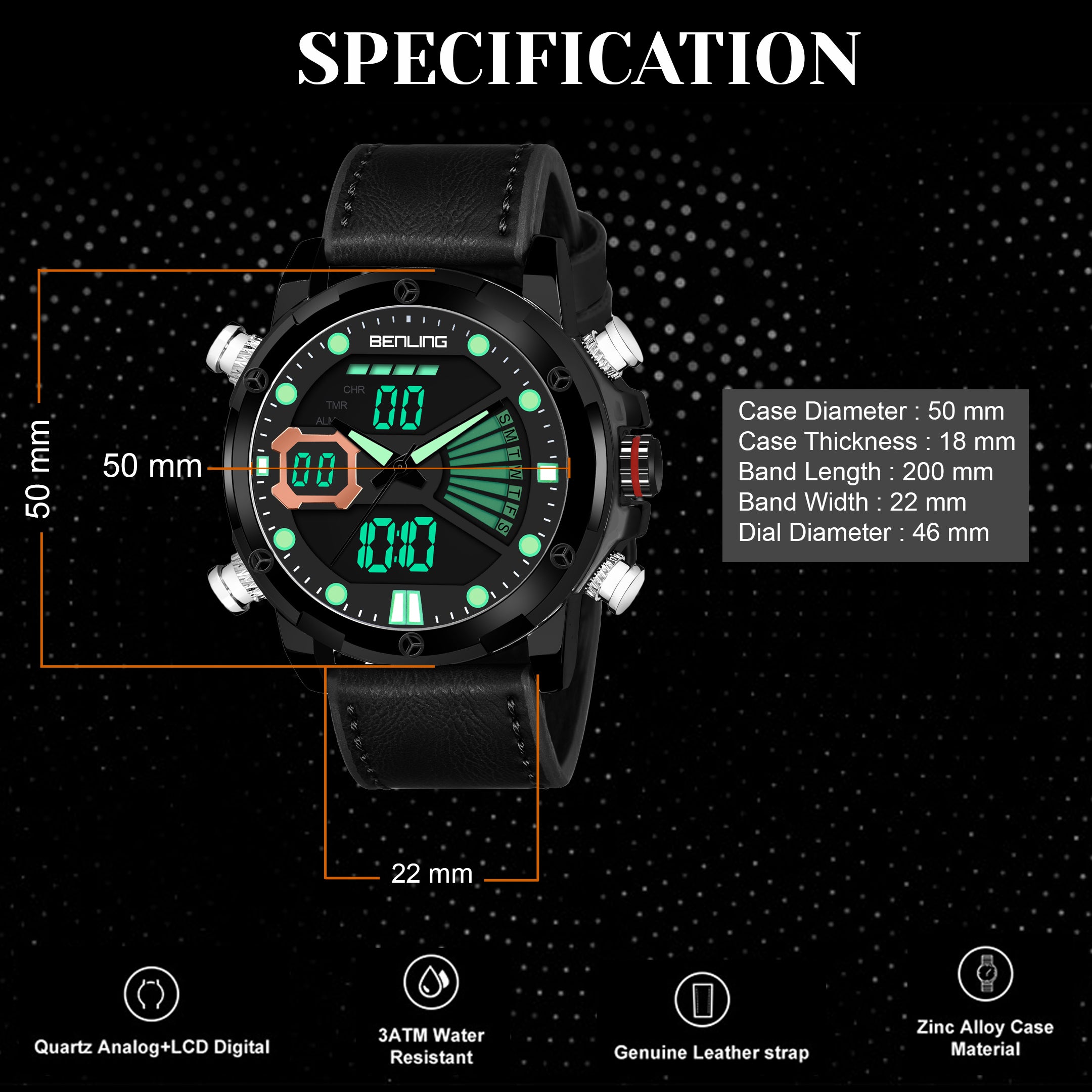Benling Speedster Ana Digital Watch