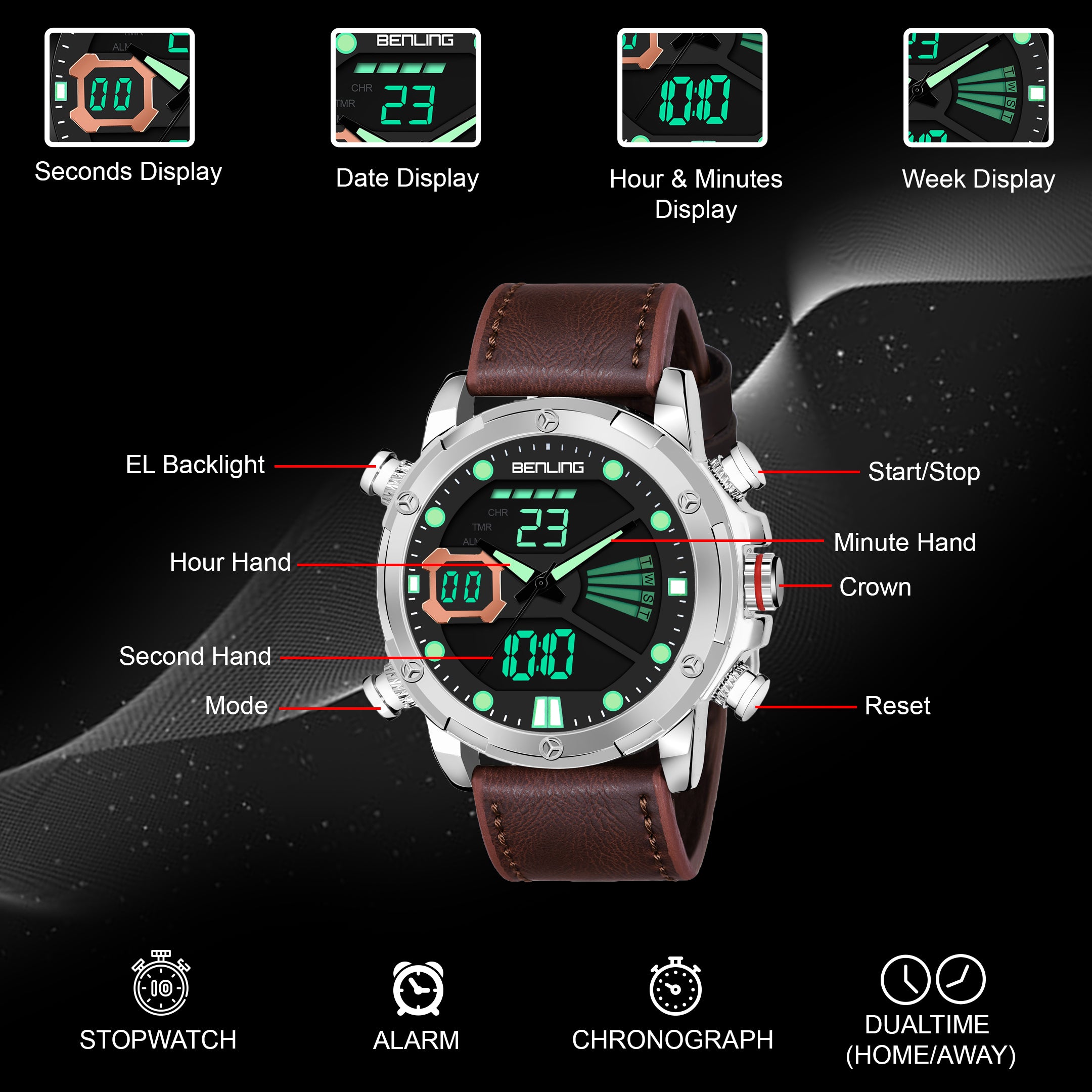 Benling Speedster Ana Digital Watch
