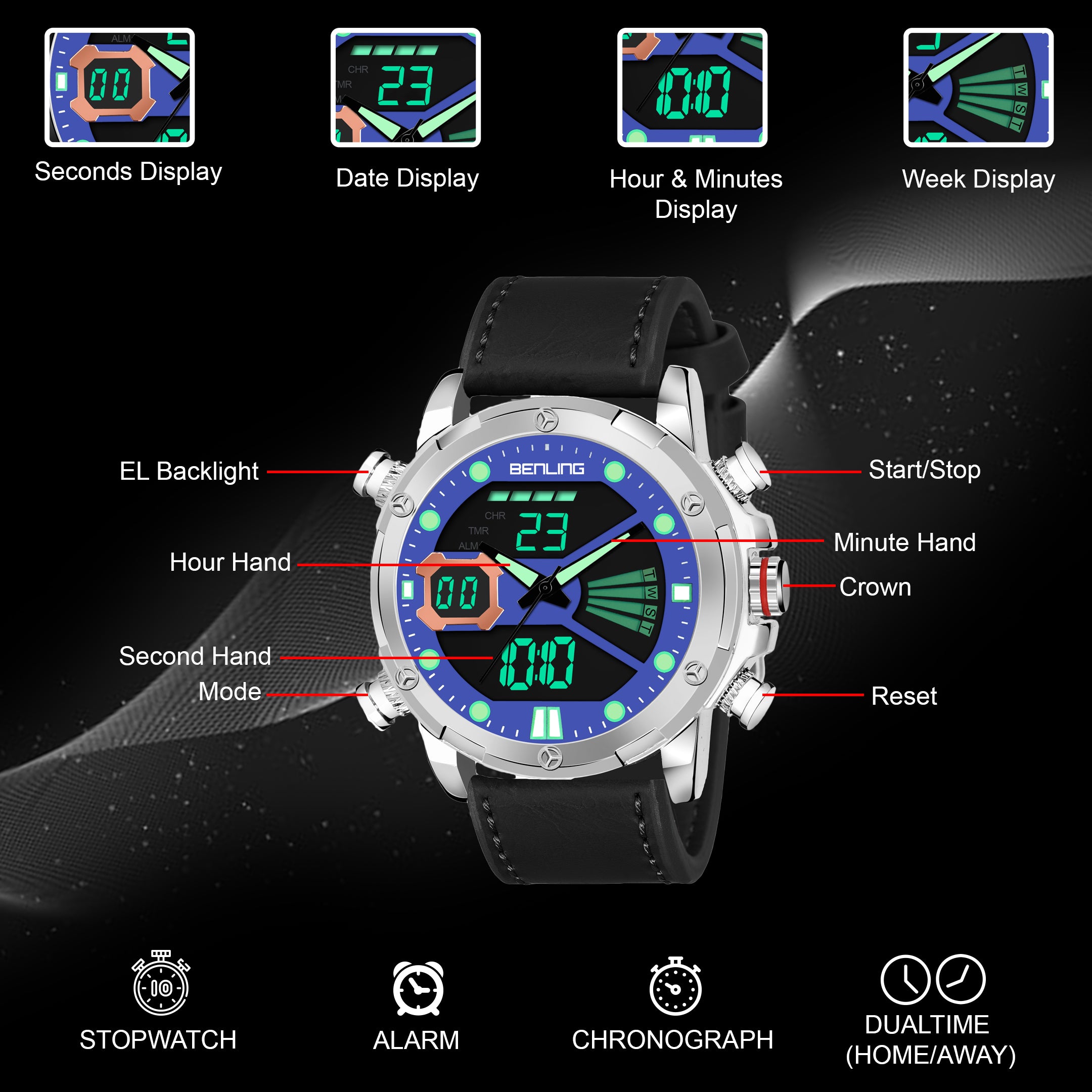 Benling Speedster Ana Digital Watch