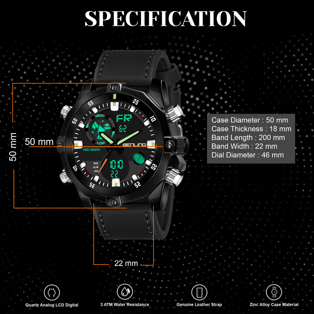 Benling Speedster Ana Digital Watch – BENLING BL-1021 My Store