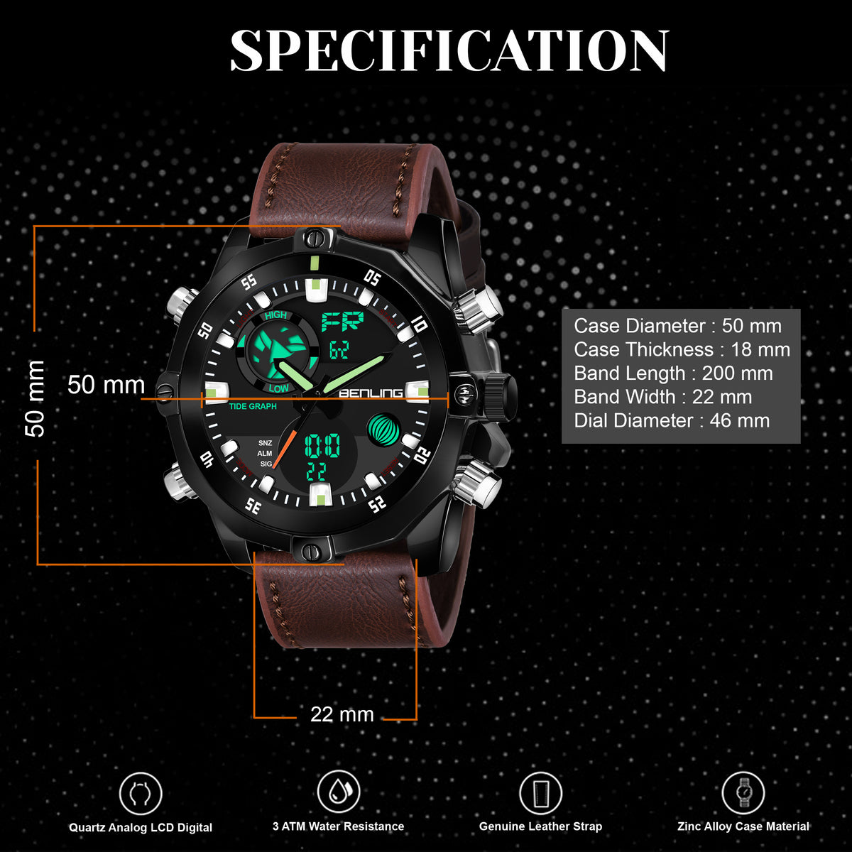 Benling Speedster Ana Digital Watch – BENLING BL-1021 My Store