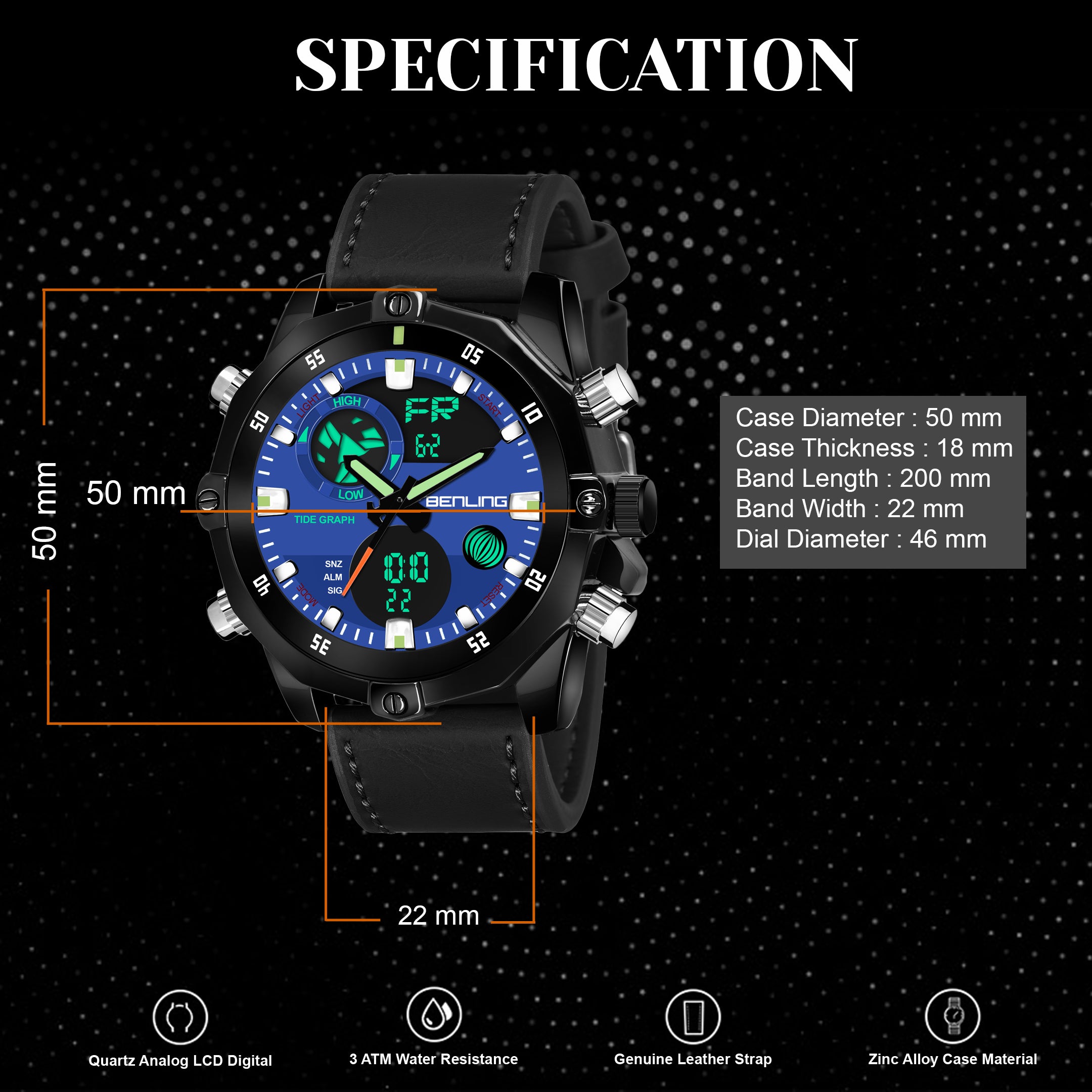 BL1021 Benling Speedster Ana Digital Watch