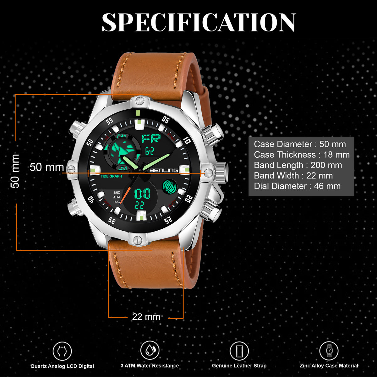 Benling Speedster Ana Digital Watch – BENLING BL-1021 My Store