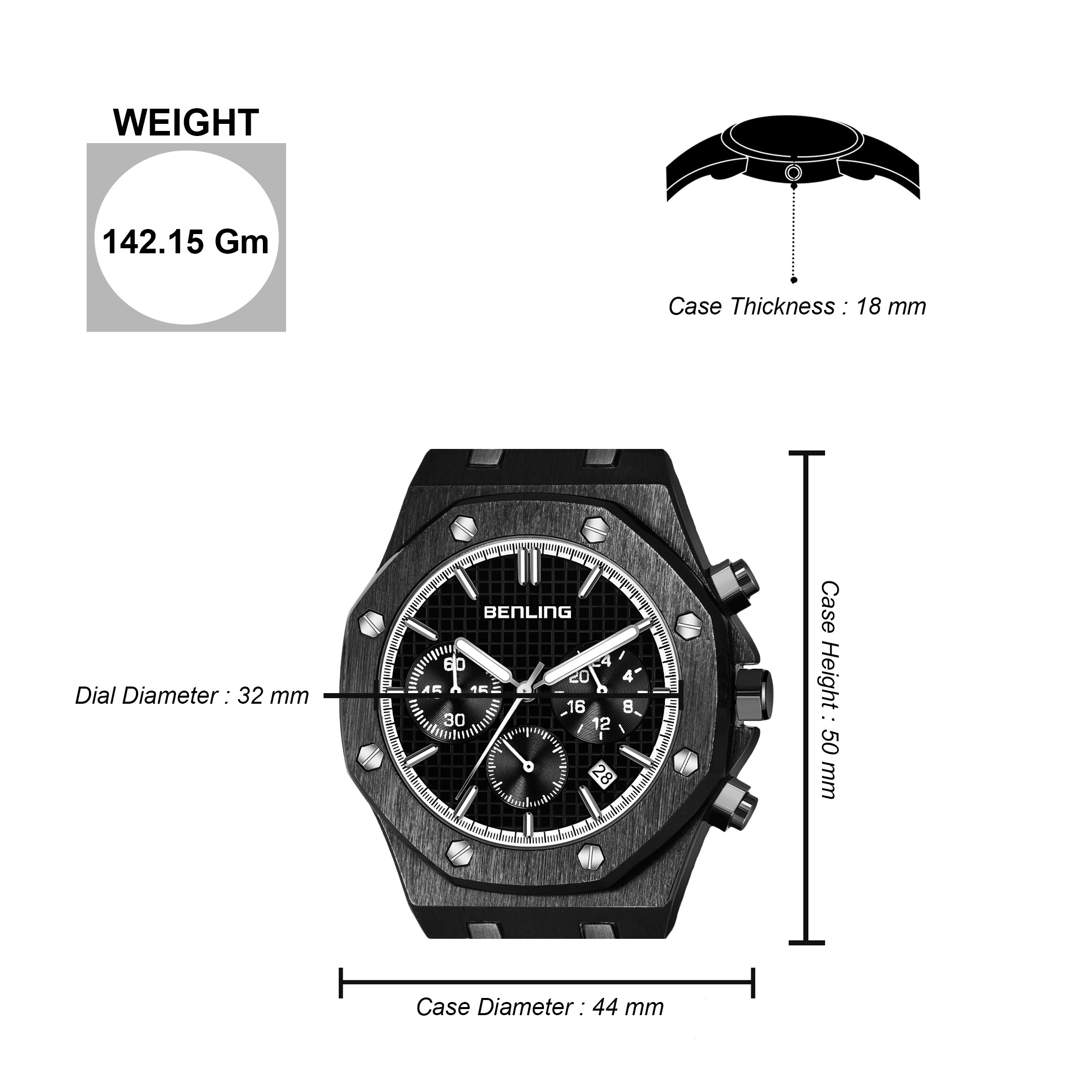 Benling TimeMaster Chronograph Watch for Men