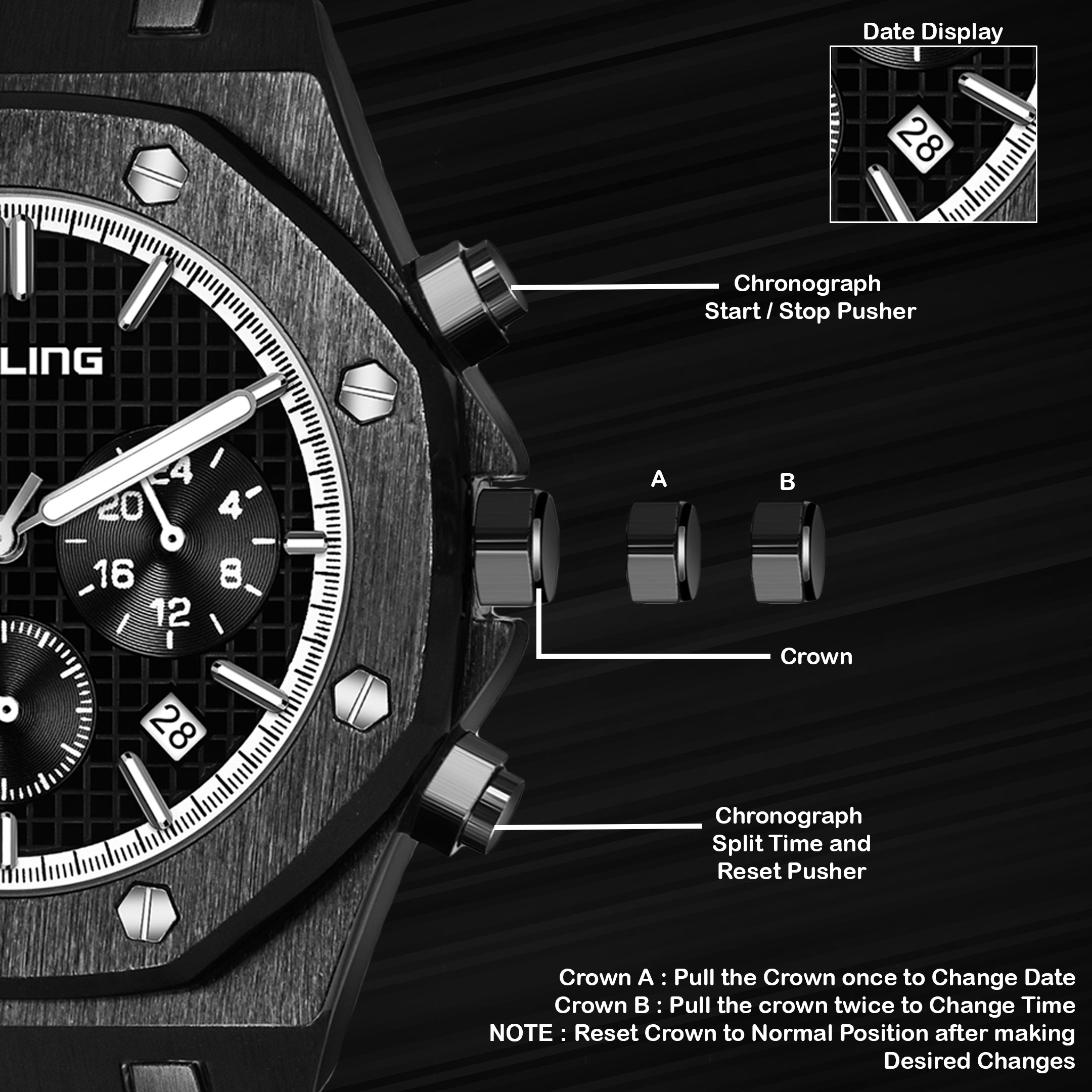 Benling TimeMaster Chronograph Watch for Men