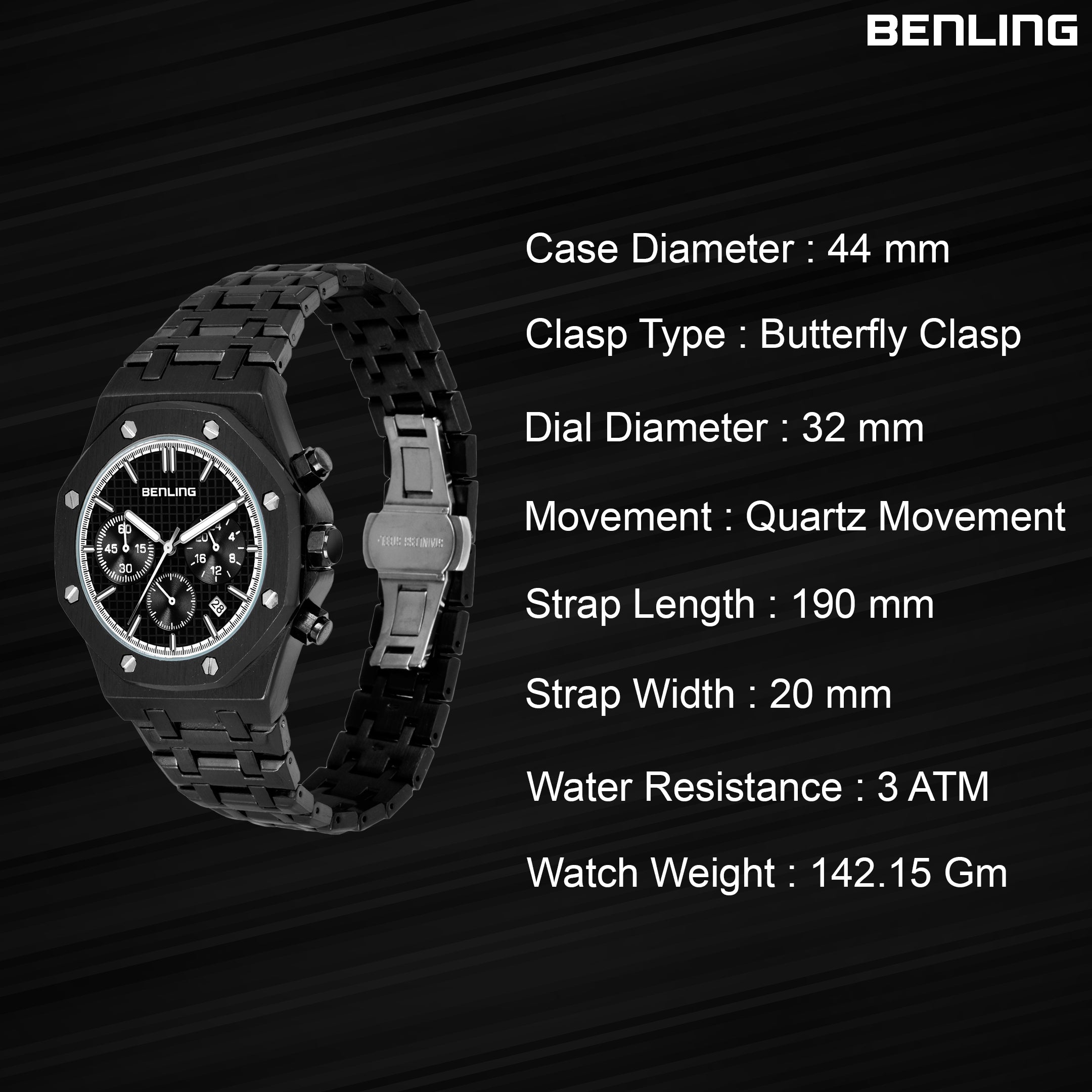 Benling TimeMaster Chronograph Watch for Men