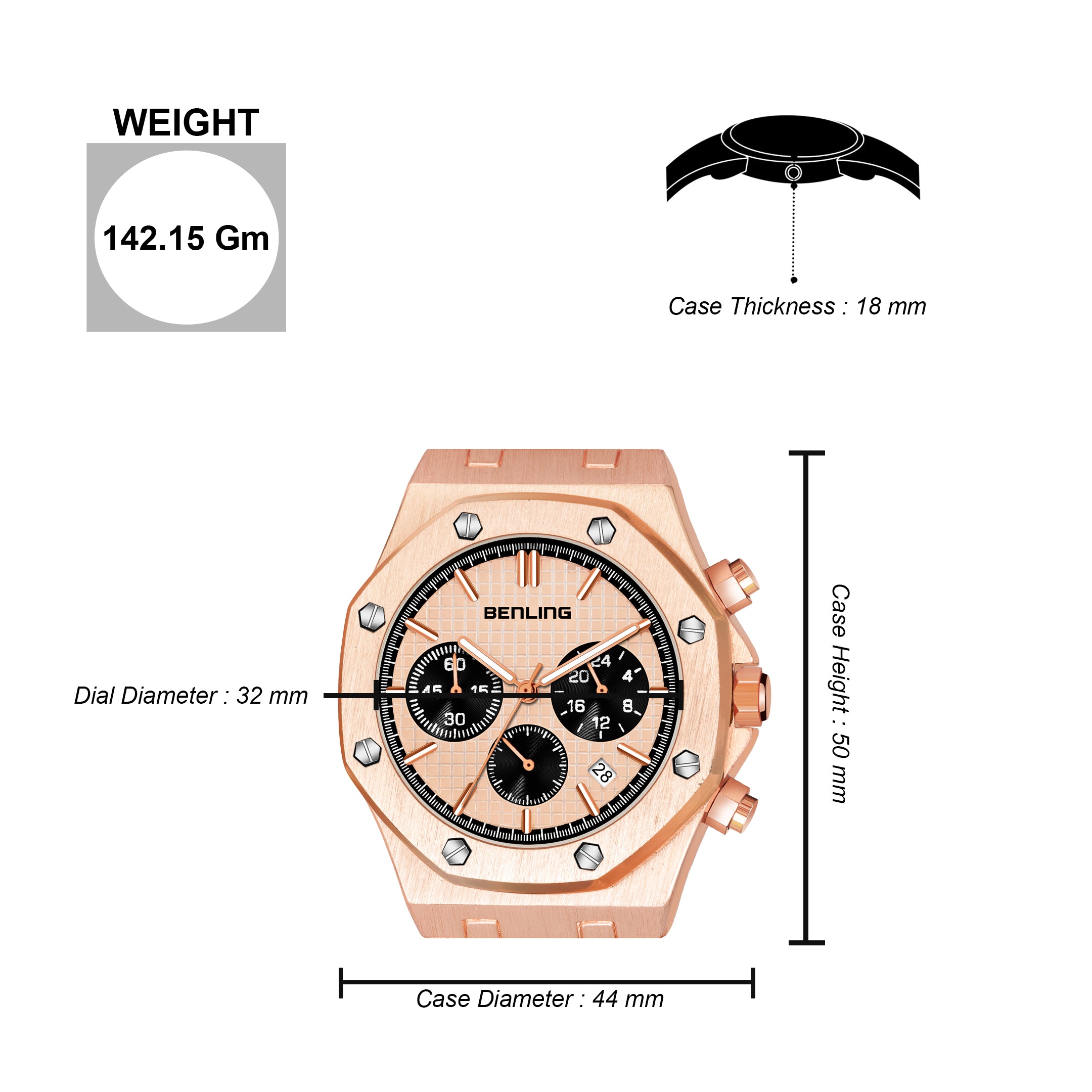 Benling TimeMaster Chronograph Watch for Men