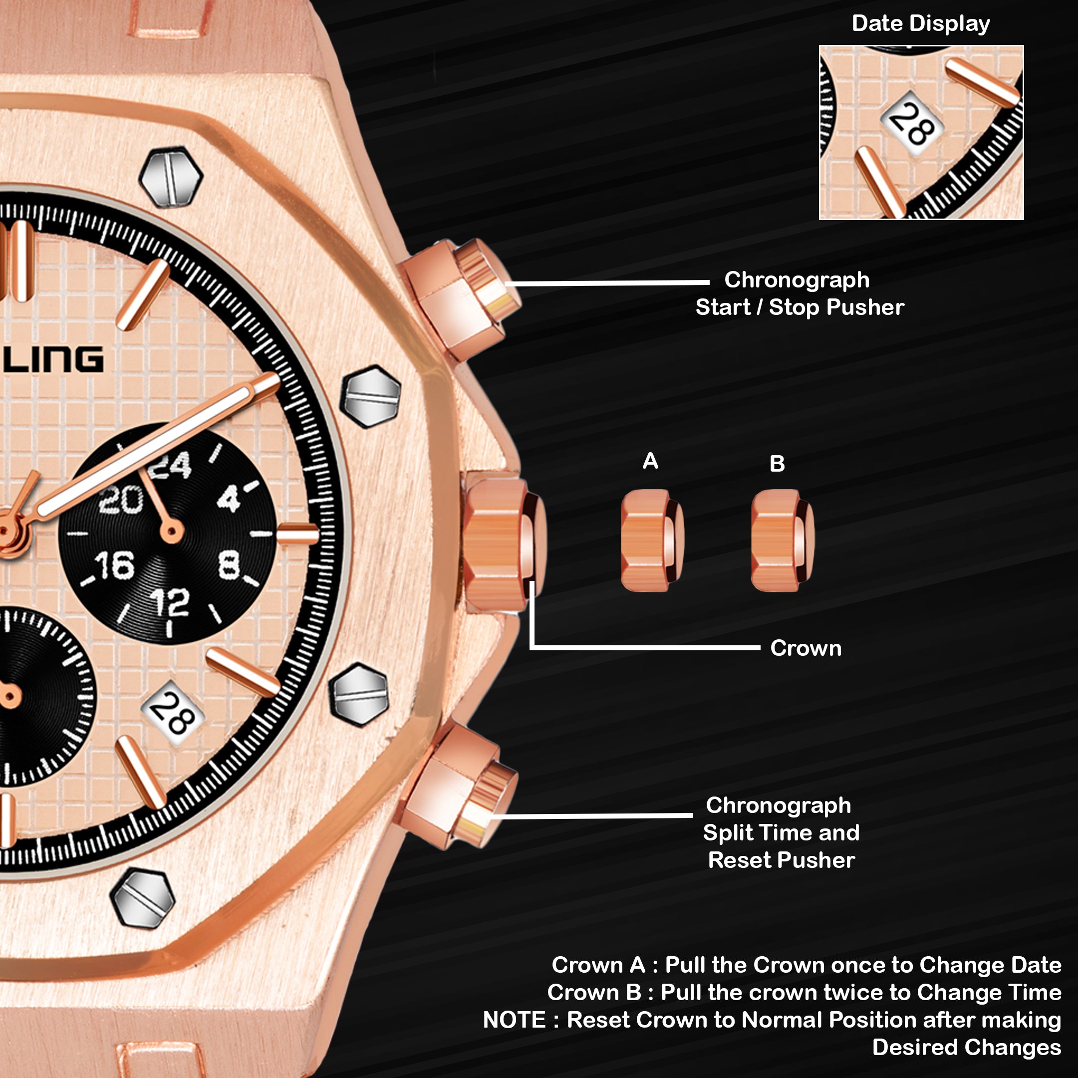 Benling TimeMaster Chronograph Watch for Men