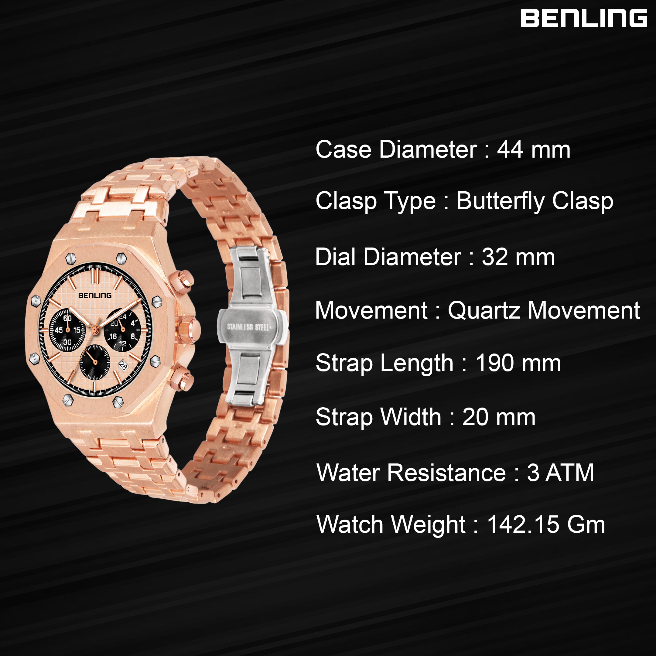 Benling TimeMaster Chronograph Watch for Men