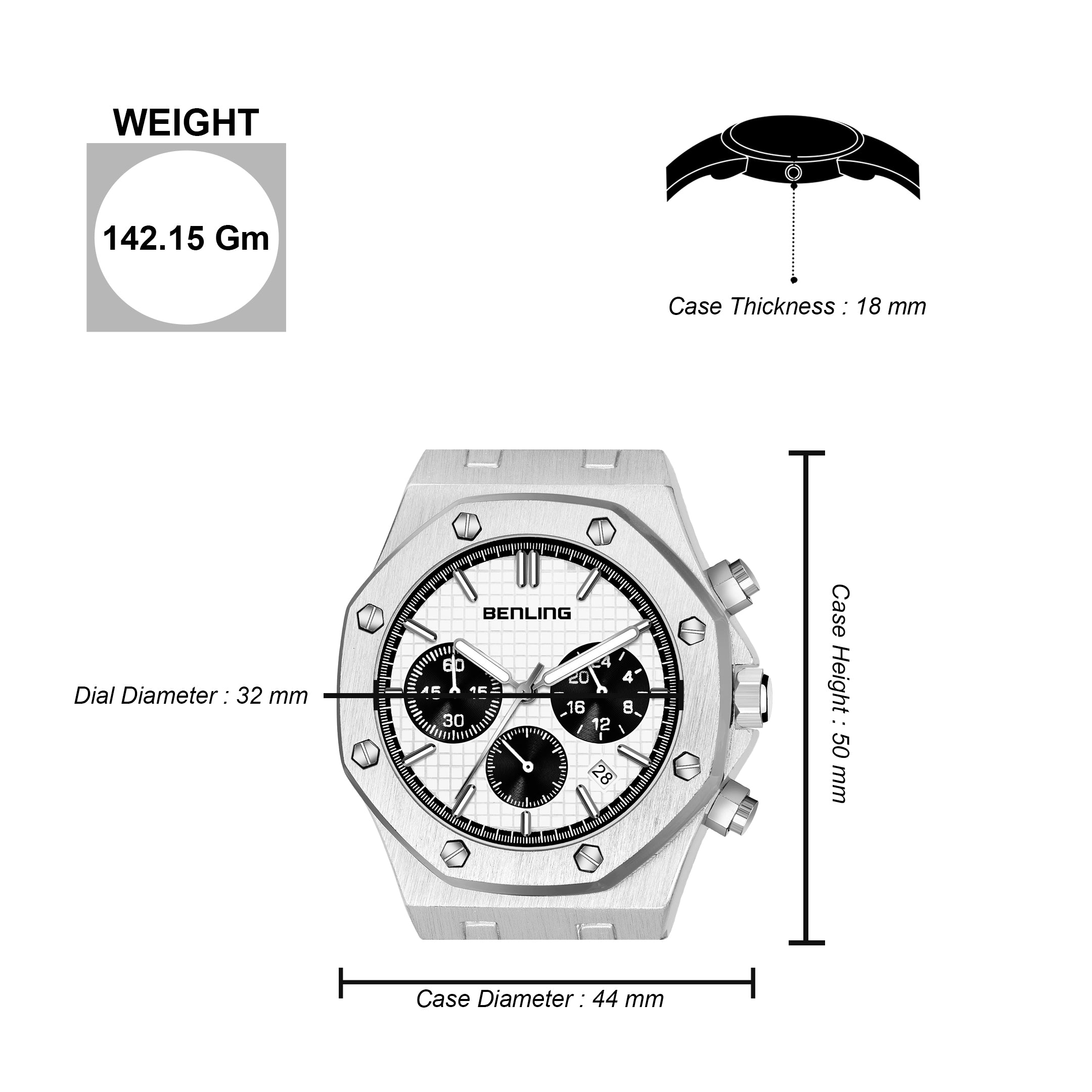 Benling TimeMaster Chronograph Watch for Men