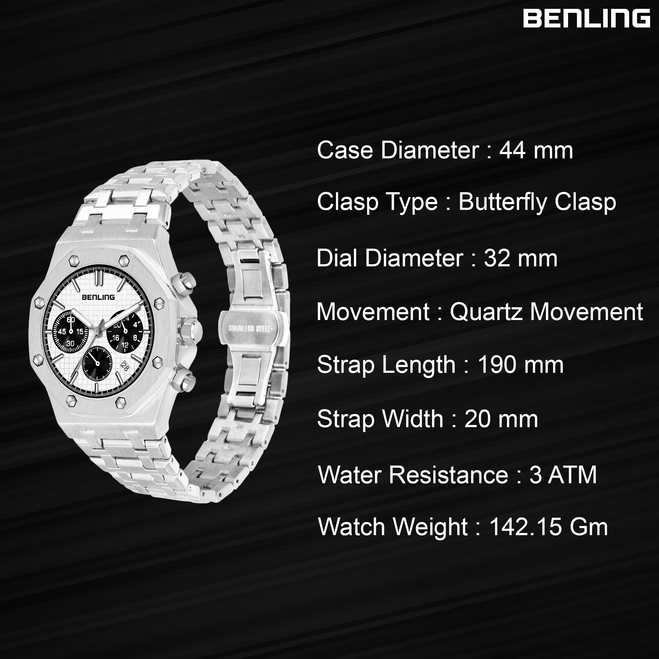 Benling TimeMaster Chronograph Watch for Men