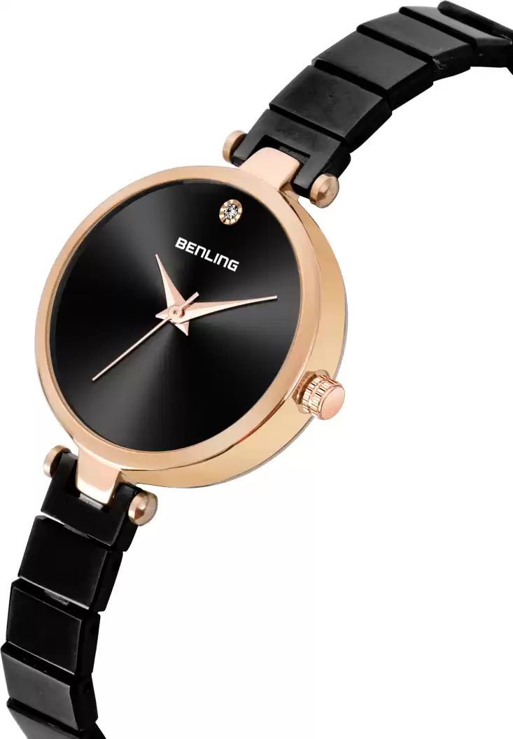 BL-1040-BLK Basic Analog Watch for Women with Stainless Steel
