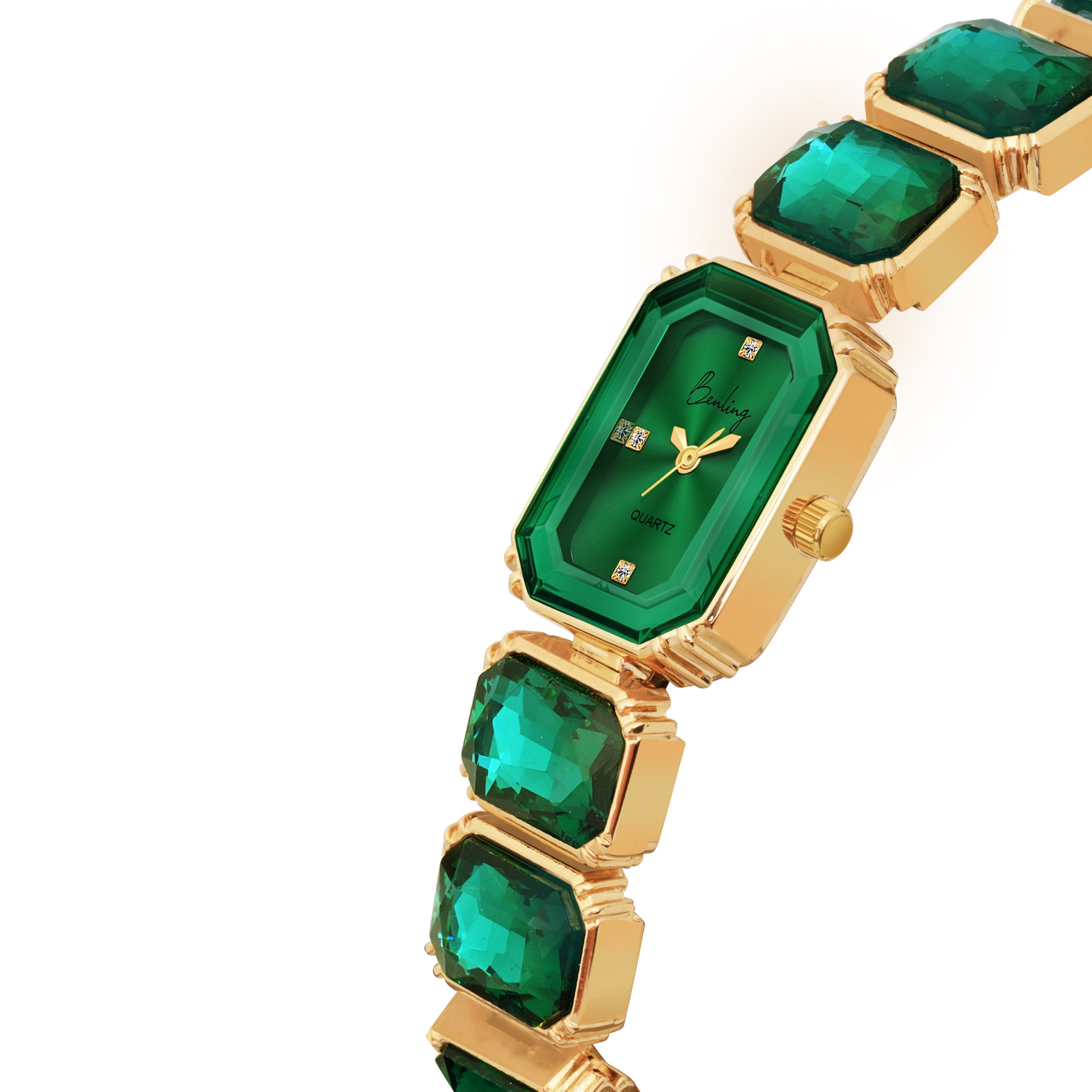 Benling Gift Set – Octagon Cut Bracelet Watch with Orange Pearl Box & Bracelet