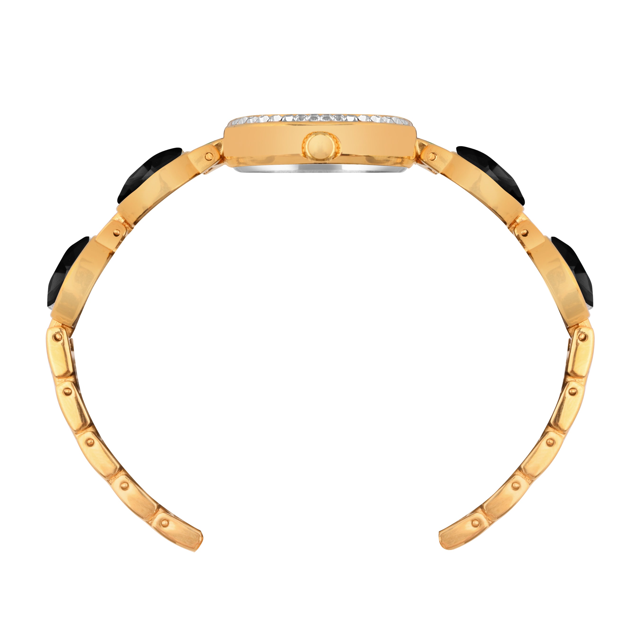 Benling Women's Quartz Watch with Gold Bracelet and Crystal Accents